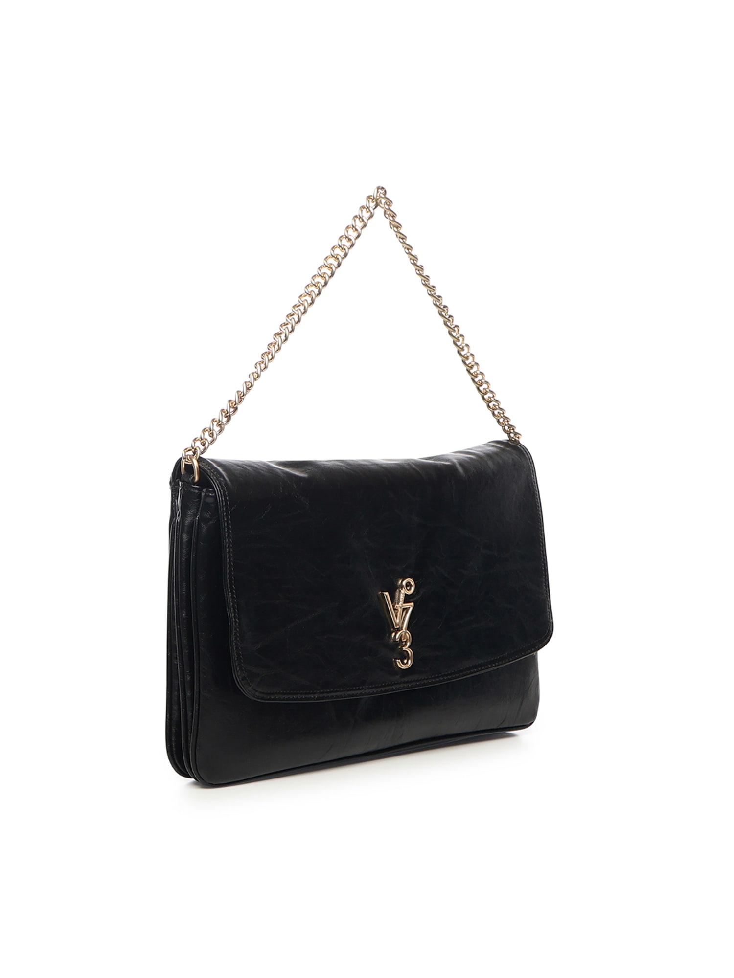 V73 Louise Logo-plaque Shoulder Bag In Black