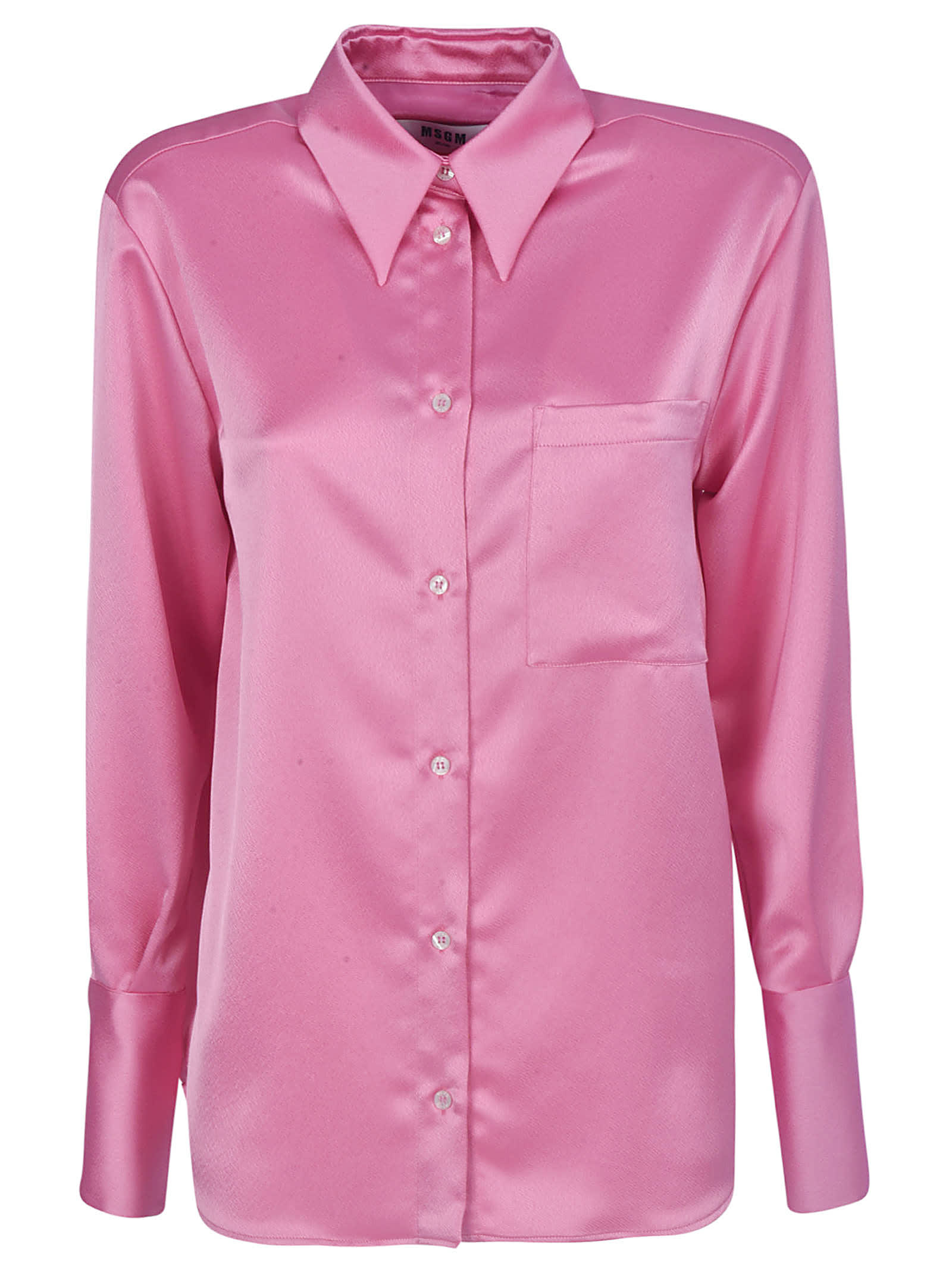 Shop Msgm Satin Shirt In Rosa