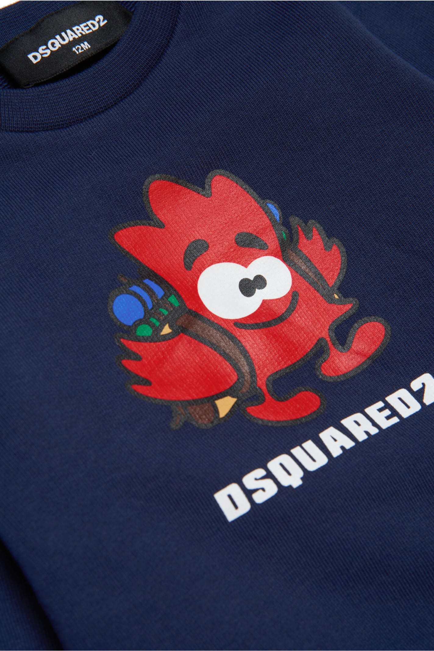 Shop Dsquared2 D2s763b Sweat-shirt Dsquared Cotton Crew-neck Sweatshirt With Tiny Leaf In Eclipse Blue