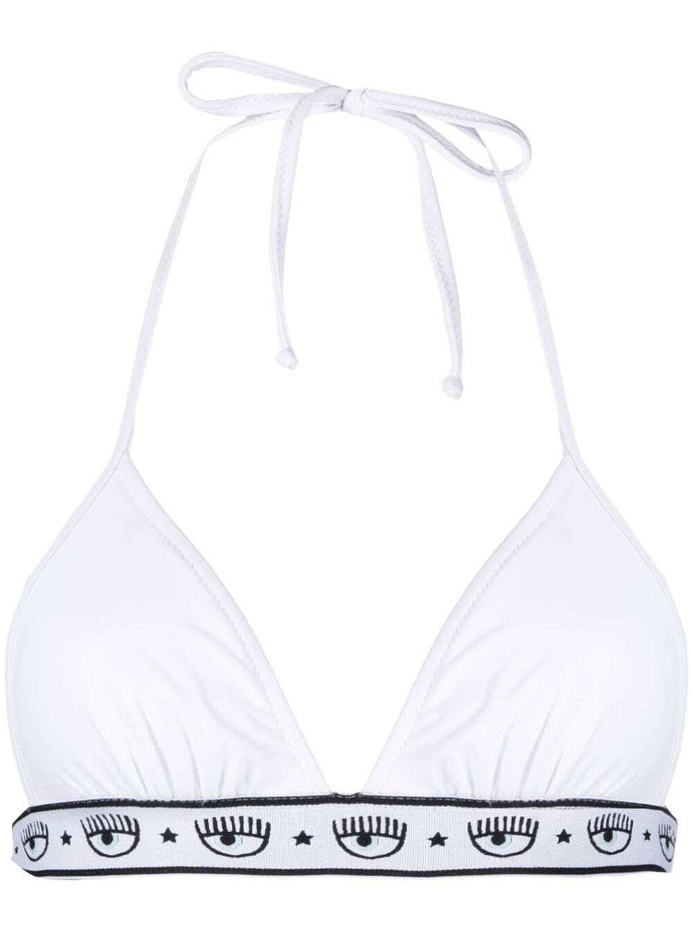 White Bikini Top With Logomania Print Chiara Ferragni Woman