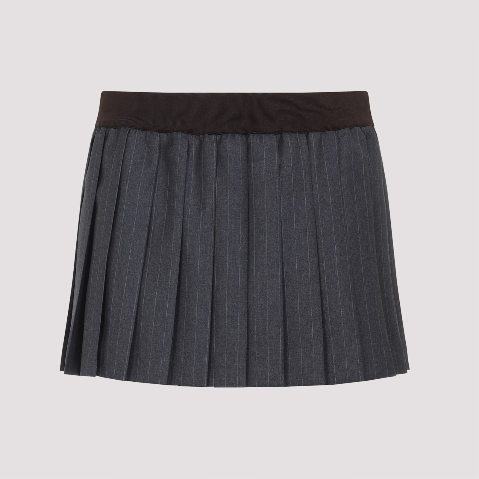 Miu Miu Elastic Waistband Pleated Mini Skirt In Black