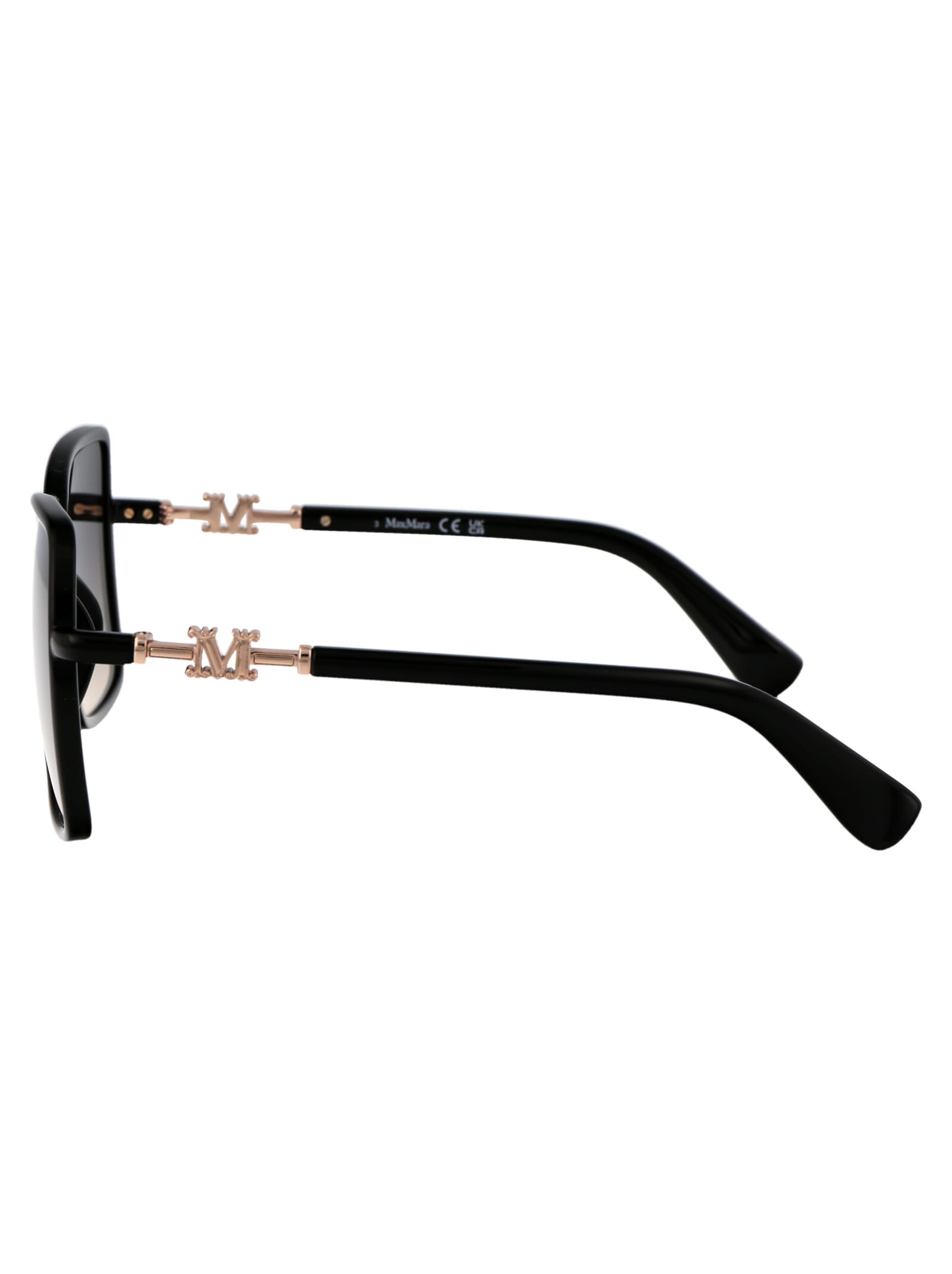 Shop Max Mara Emme14 Sunglasses In 01b Nero Lucido/fumo Grad