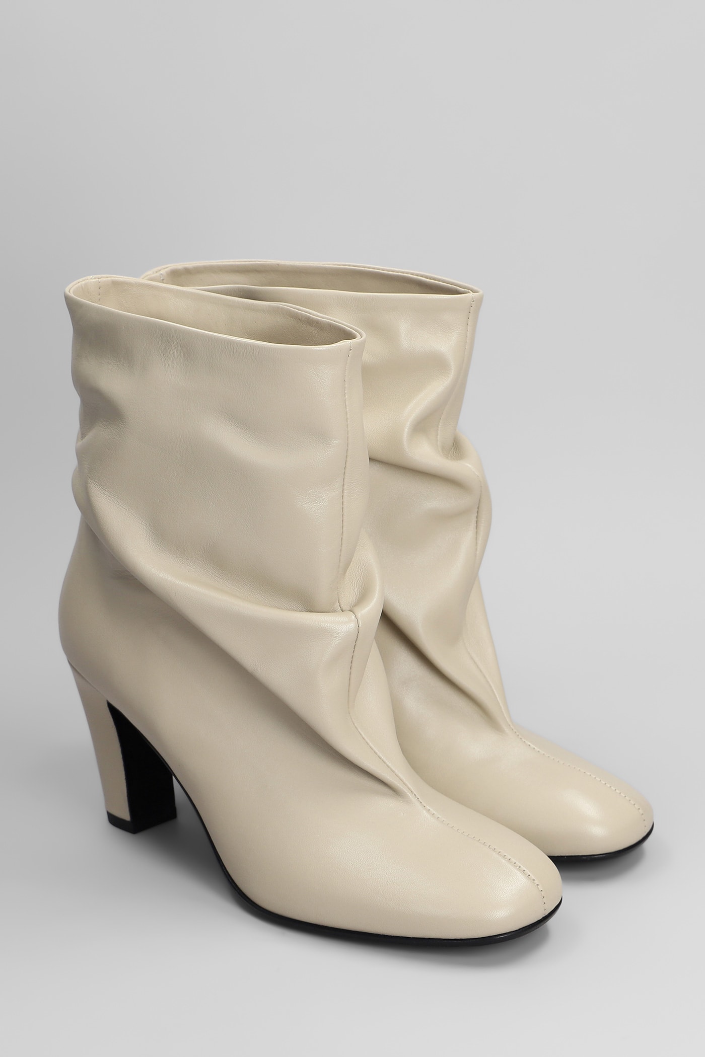 Strategia High Heels Ankle Boots In Beige Leather In Beige