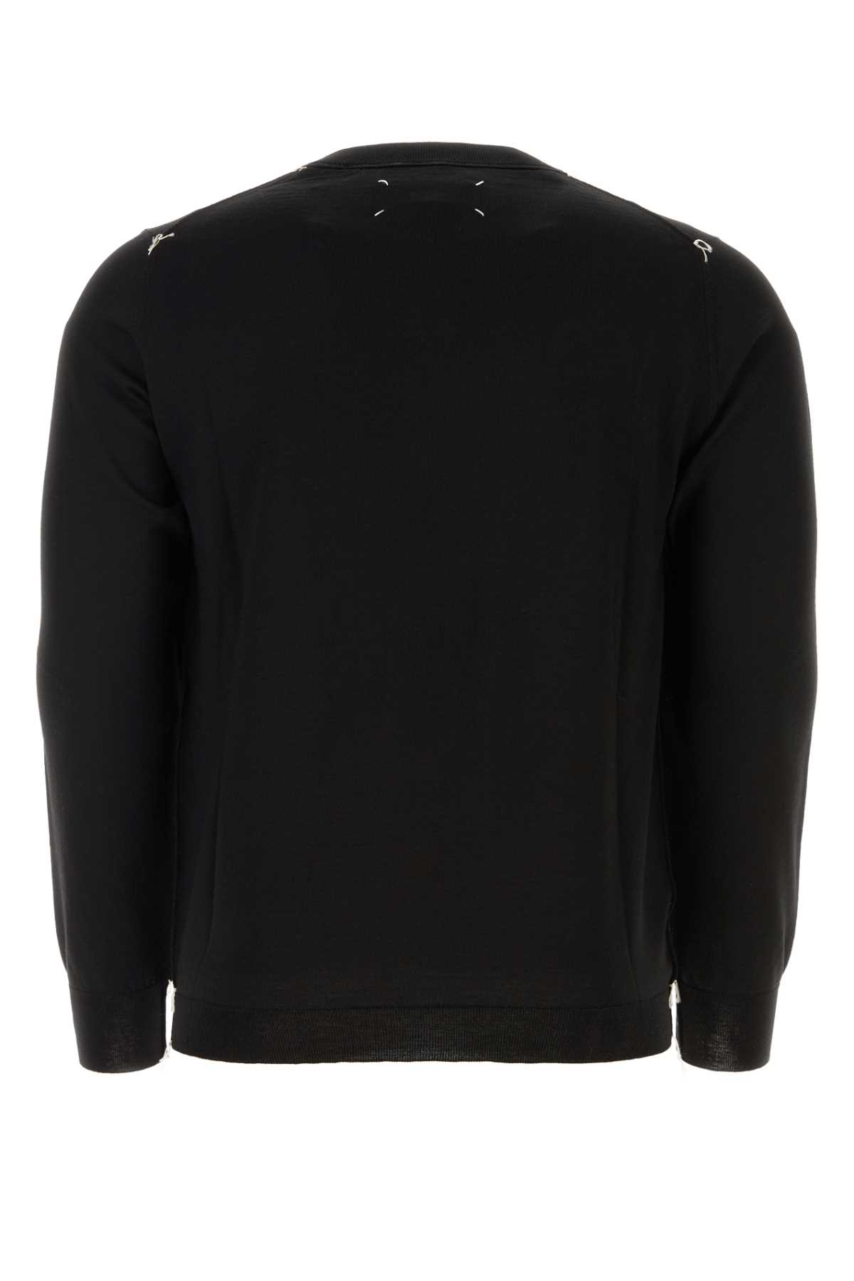 Shop Maison Margiela Black Wool Blend Sweater In 900f