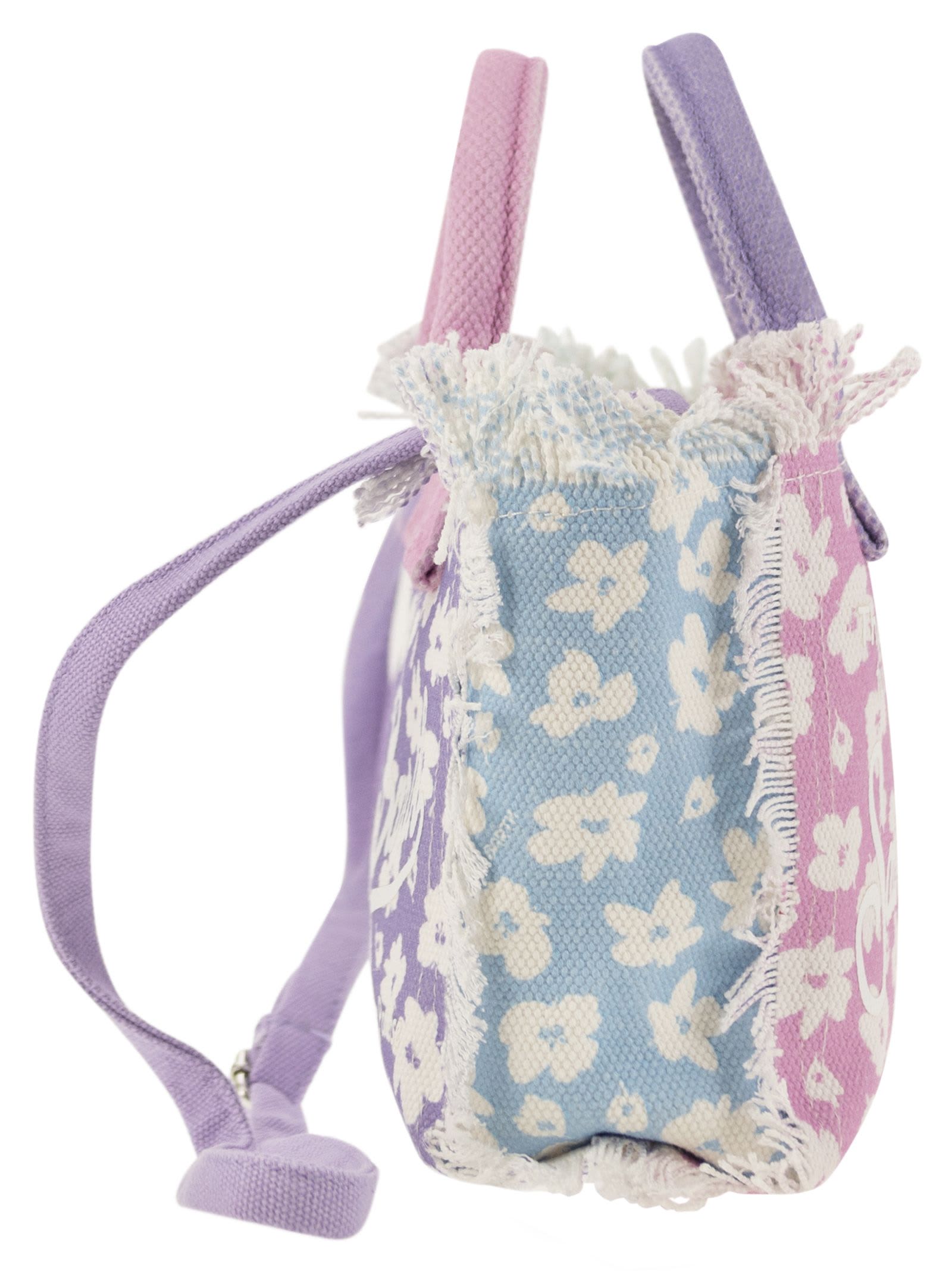Shop Mc2 Saint Barth Mini Vanity Bag In Floral Cotton Canvas In Multicolor