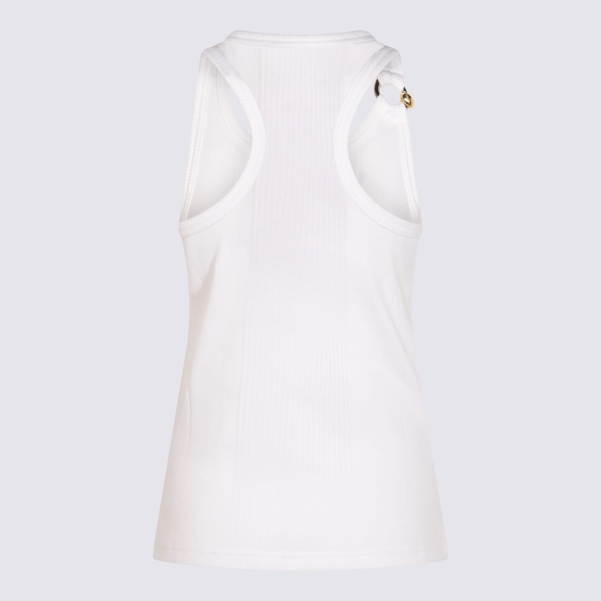 Jean Paul Gaultier Ribbed Texture Scoop Neck Sleeveless Top In White