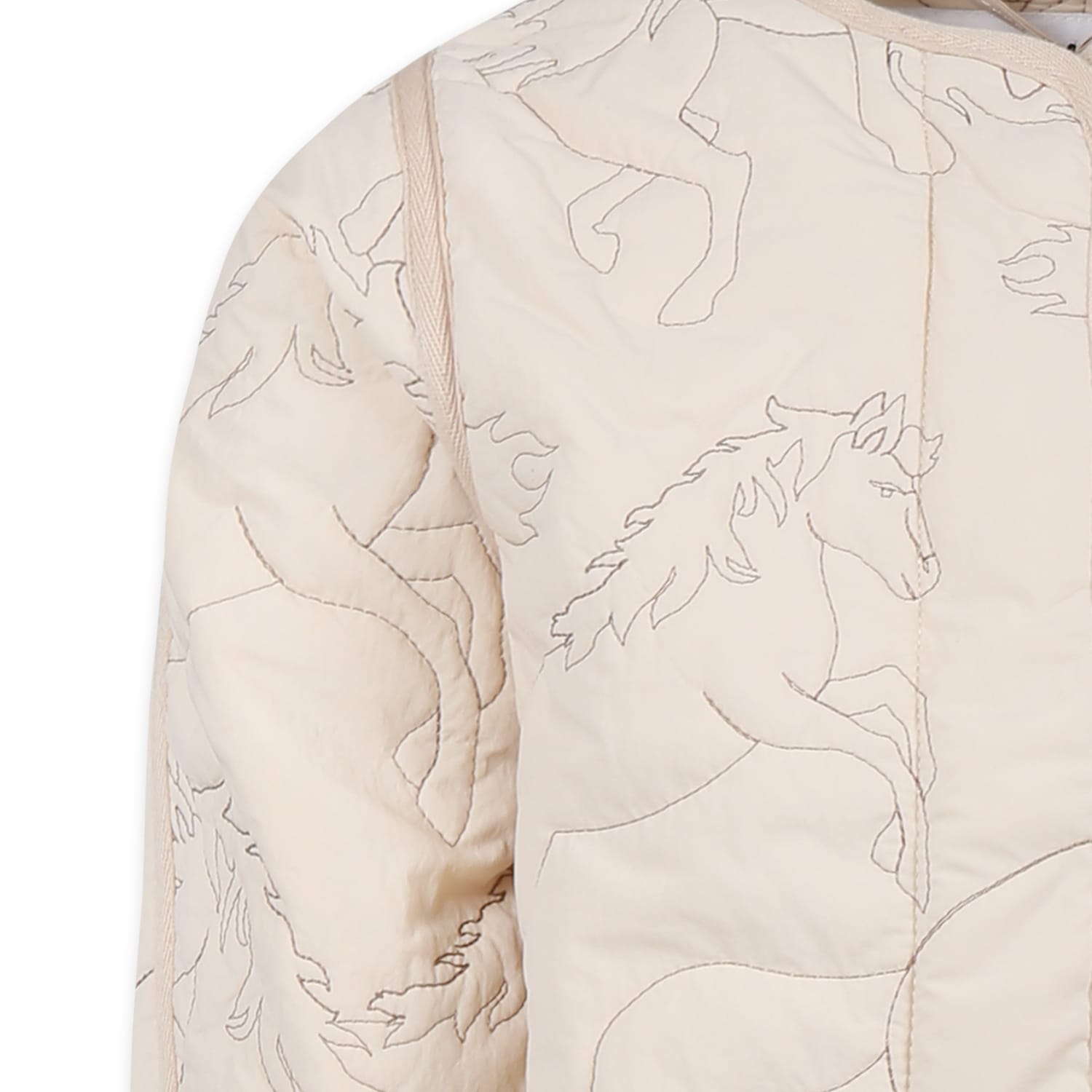 Molo Ivory Down Jacket For Girl With Horses In Ivory
