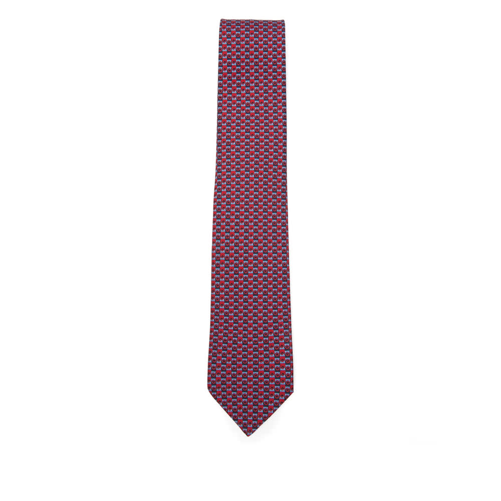 Ferragamo Patterned Tie In Burgundy
