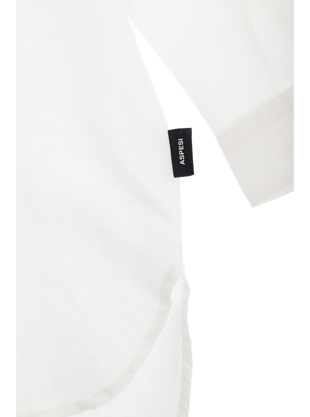 Shop Aspesi White Band Collar Shirt In Linen Blend Girl