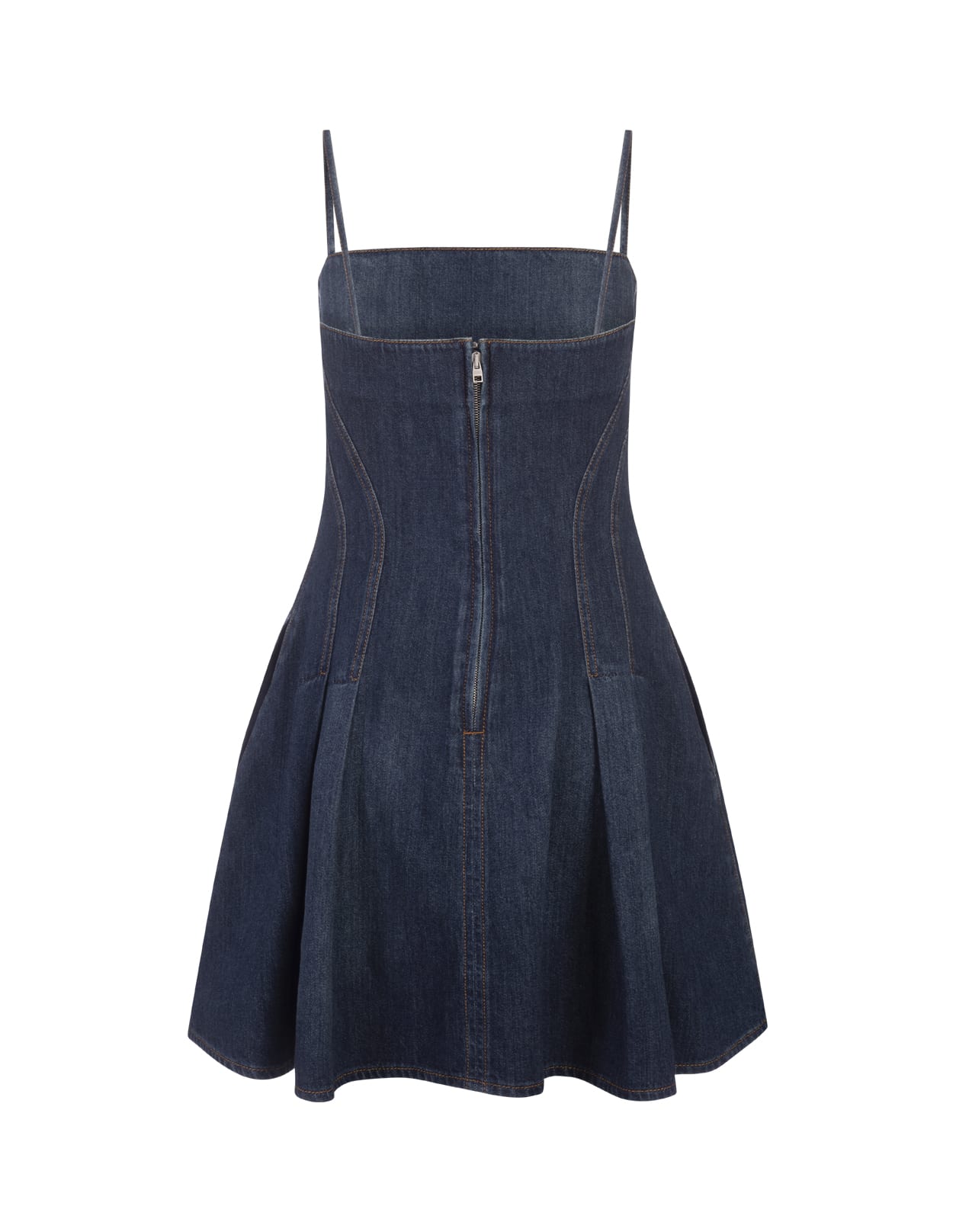 Shop Alexander Mcqueen Indigo Denim Mini Dress In Blue