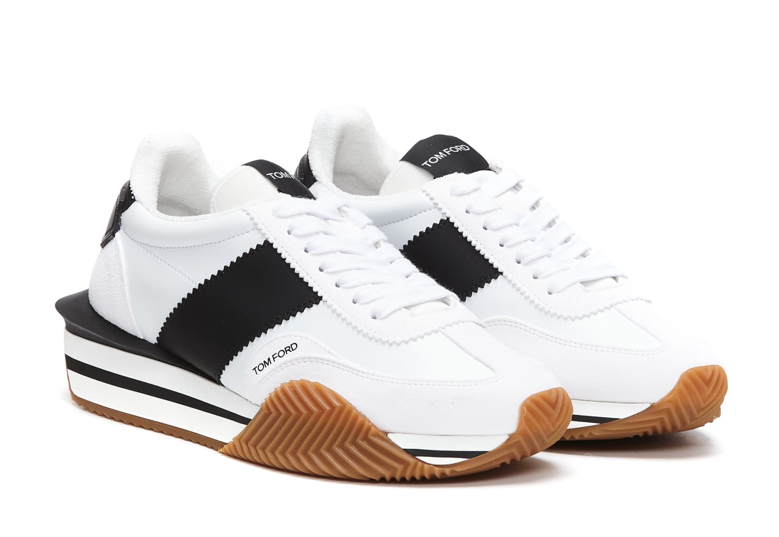 Shop Tom Ford Ecofriendly James Sneakers In White/black/cream