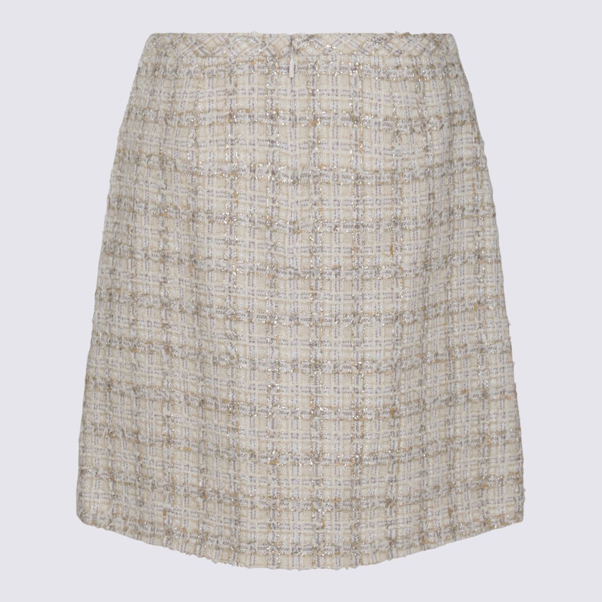 Versace Fancy Metallic Eyelash Tweed Mini Skirt In Beige