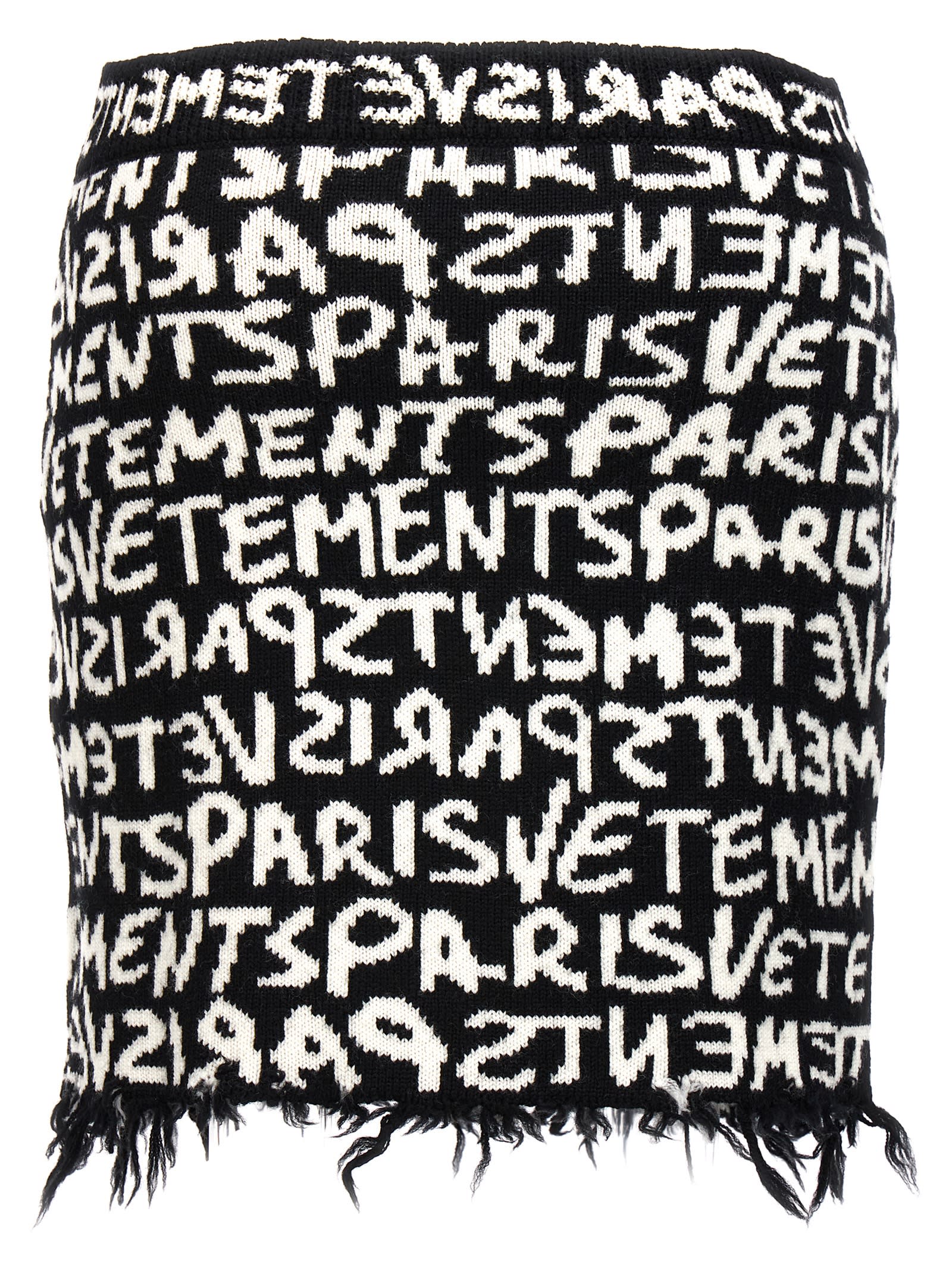 Shop Vetements Graffiti Monogram Skirt In White/black