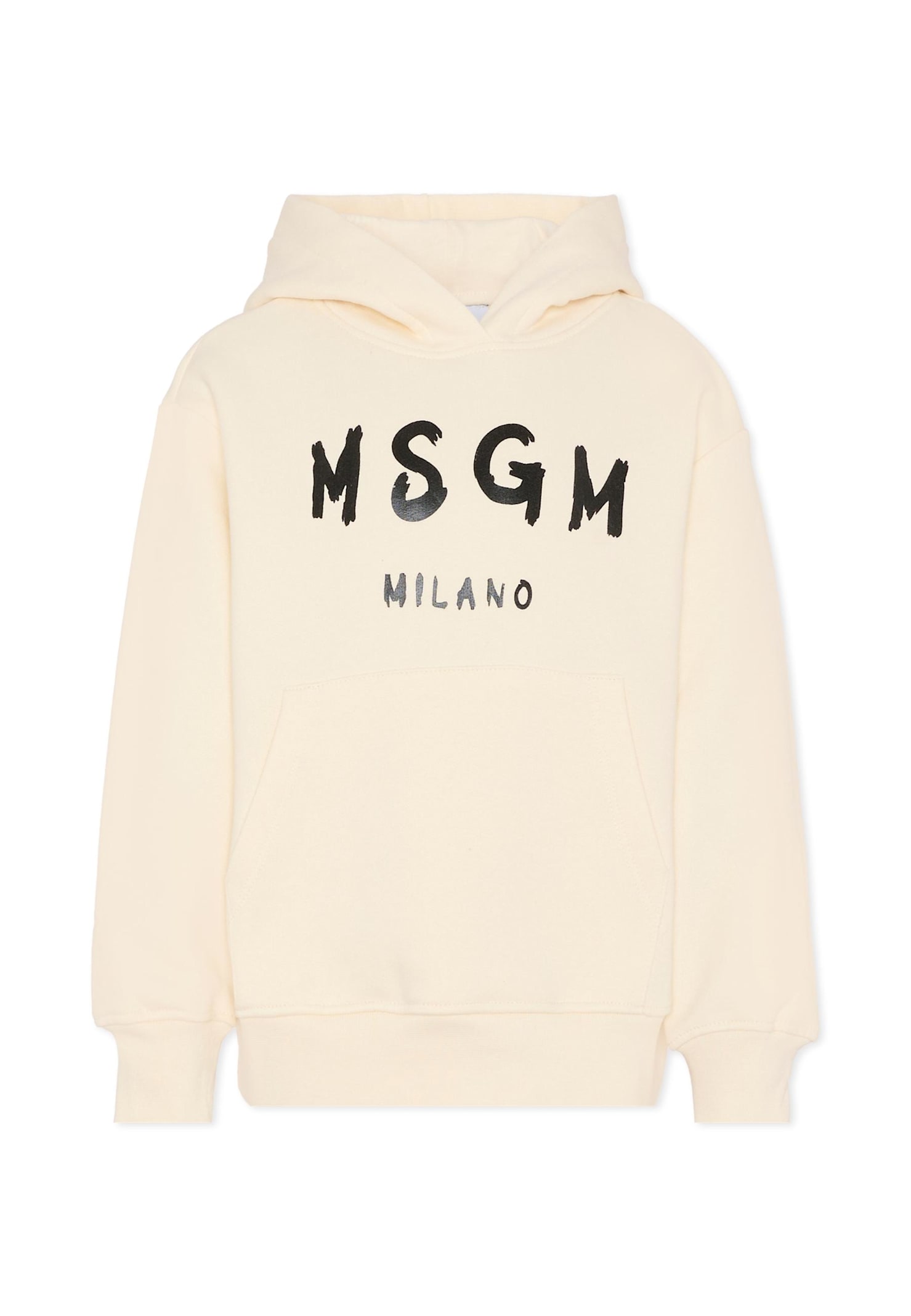 Msgm Ivory Sweatshirt For Kids With Logo In Neutral