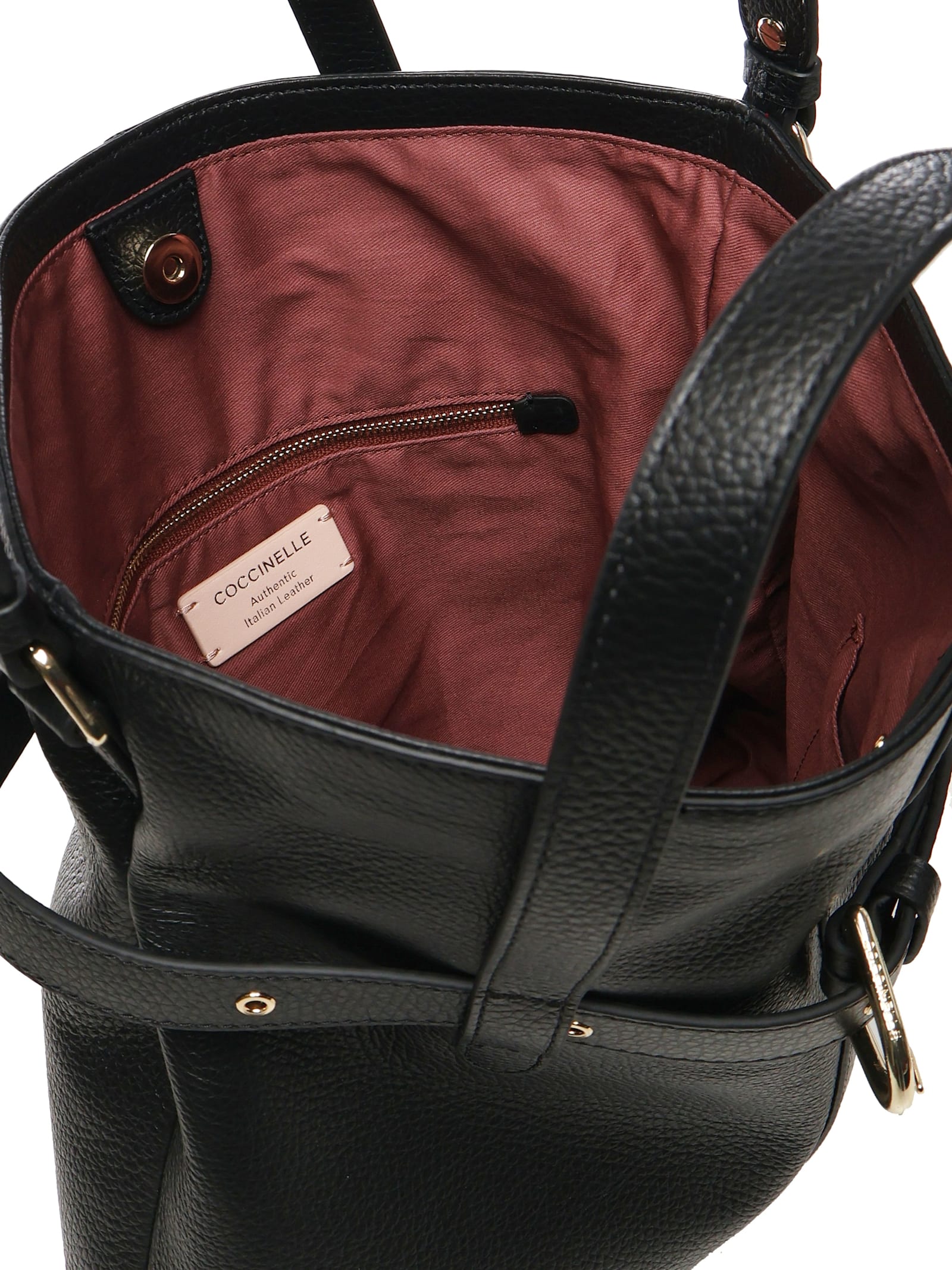Shop Coccinelle Bucket Bag With Buckle In Black
