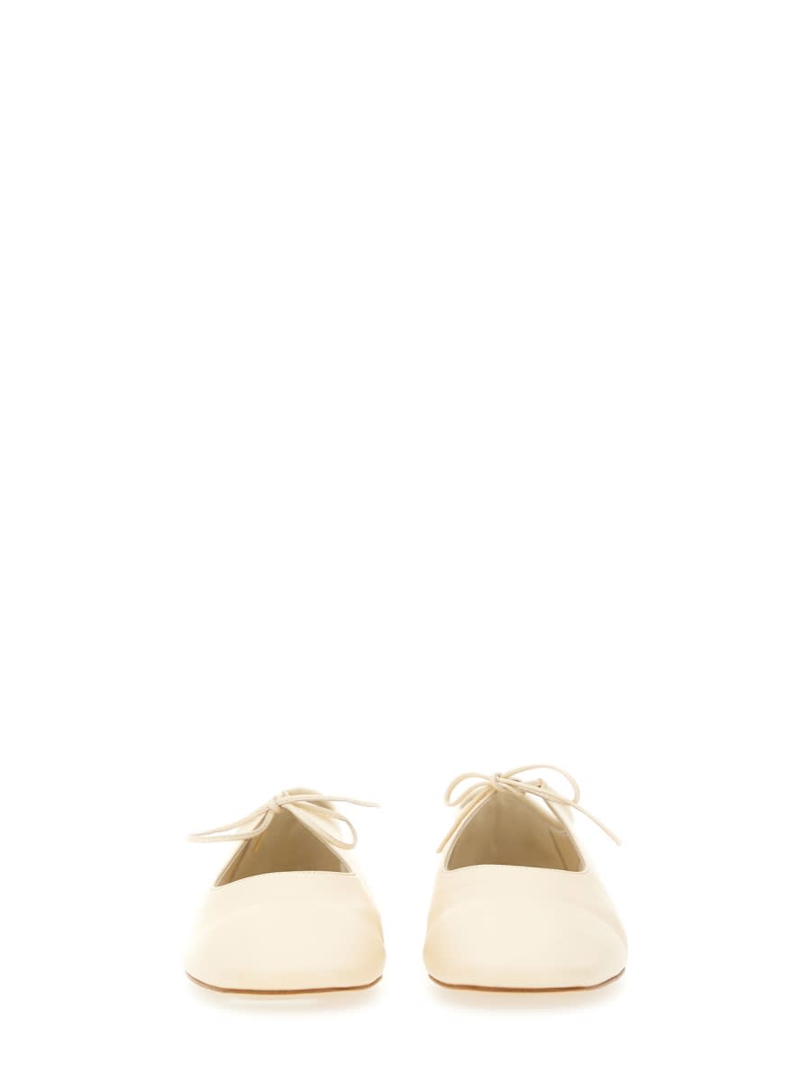 Aeyde Pointed Toe Leather Ballet Flats In White