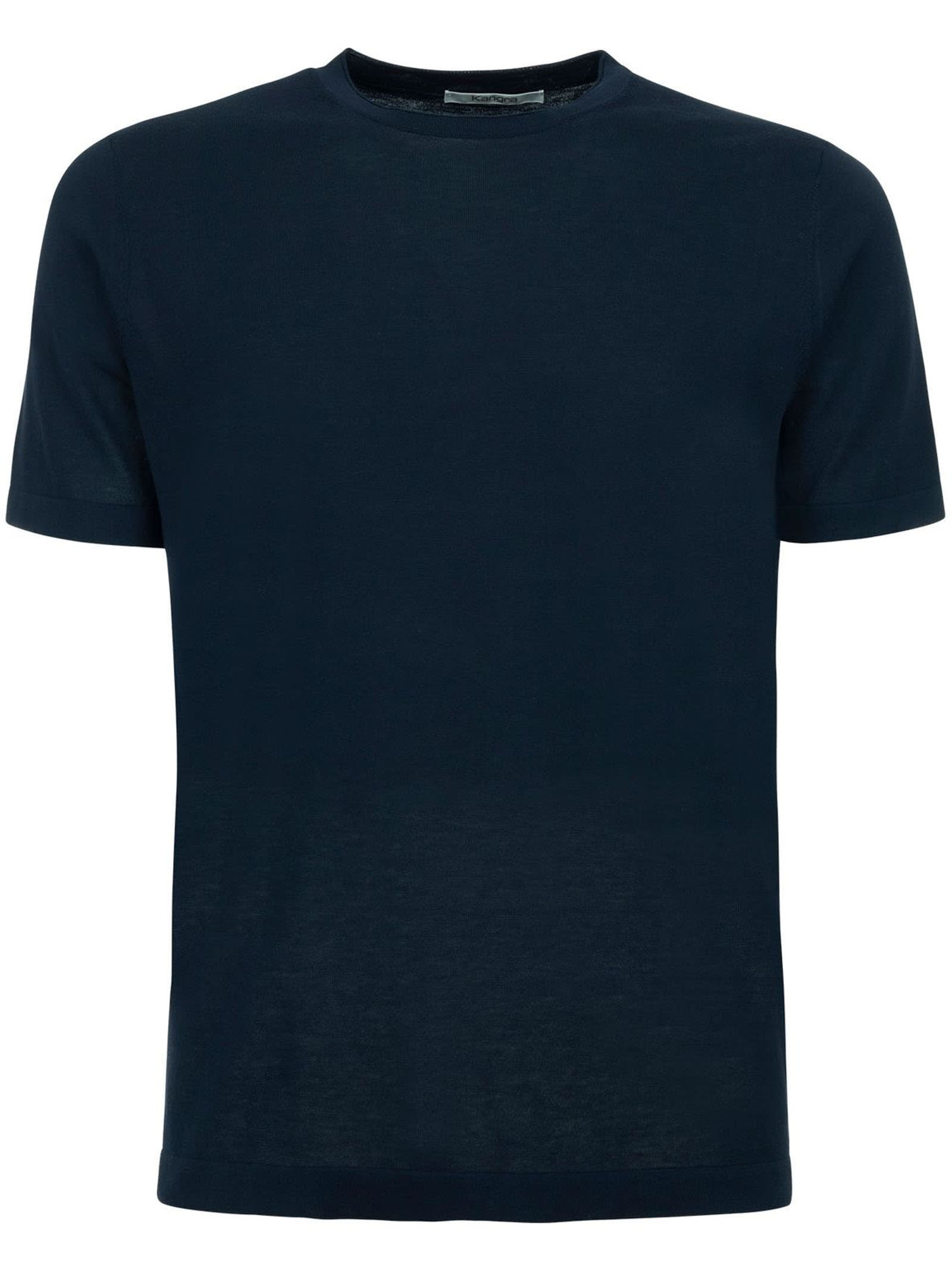 Blue Cotton Ribbed T-shirt Kangra