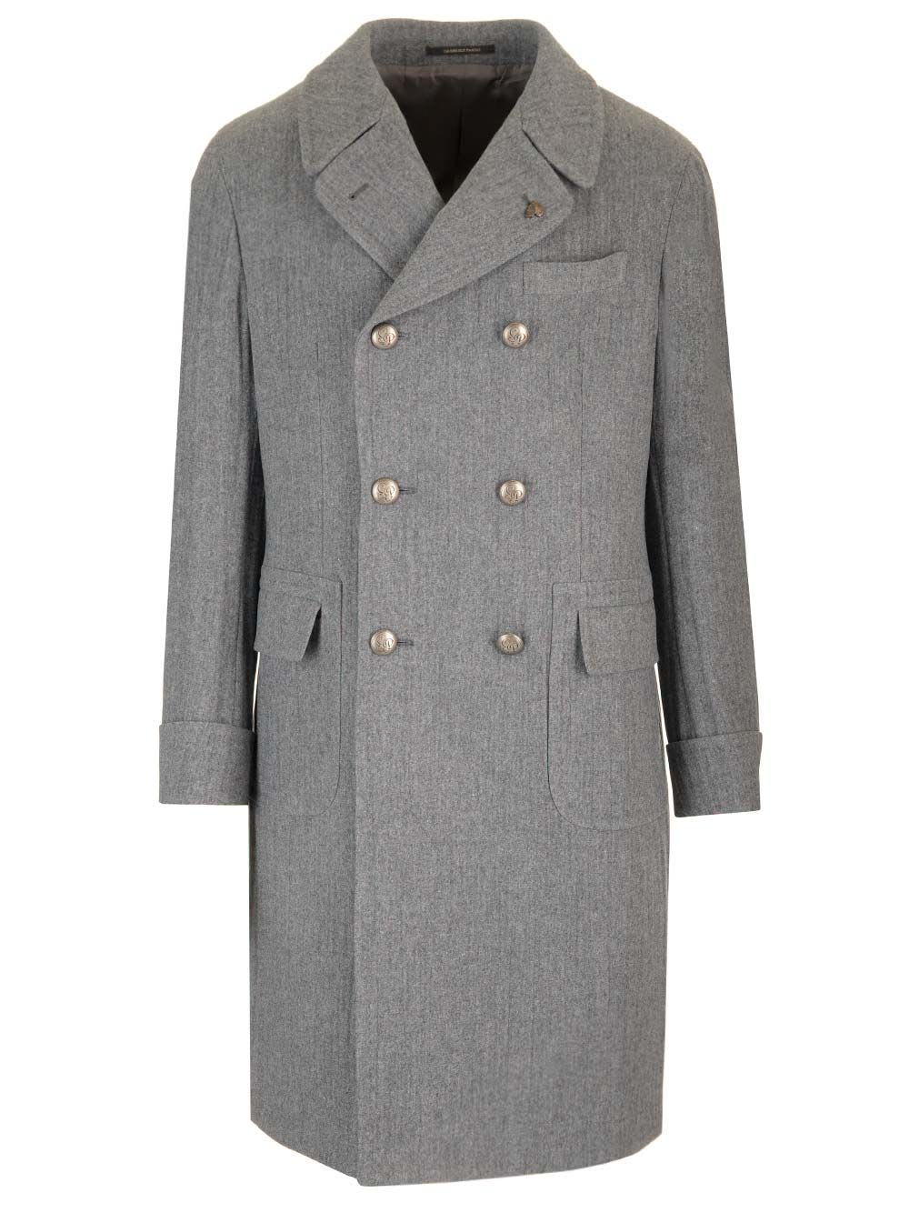 Double-breasted Grey Wool Coat