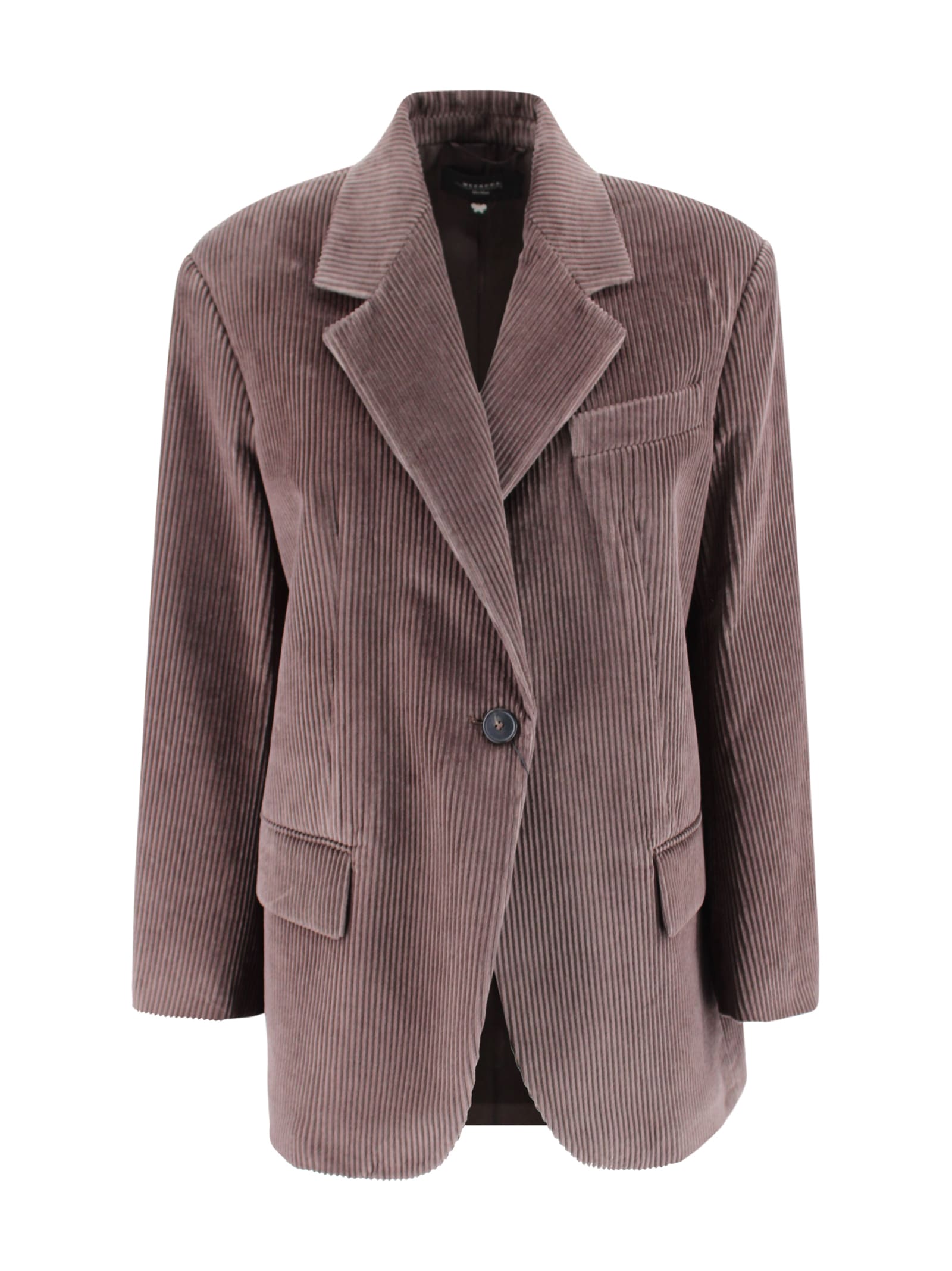 Weekend Max Mara Oversized Velvet Blazer Featuring Chest Pocket In Multi
