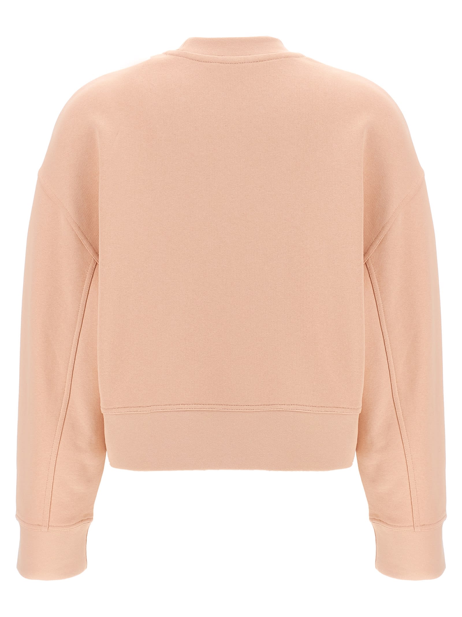 Moncler Cotton Jersey Sweatshirt With Intricate Embroidery In Pink