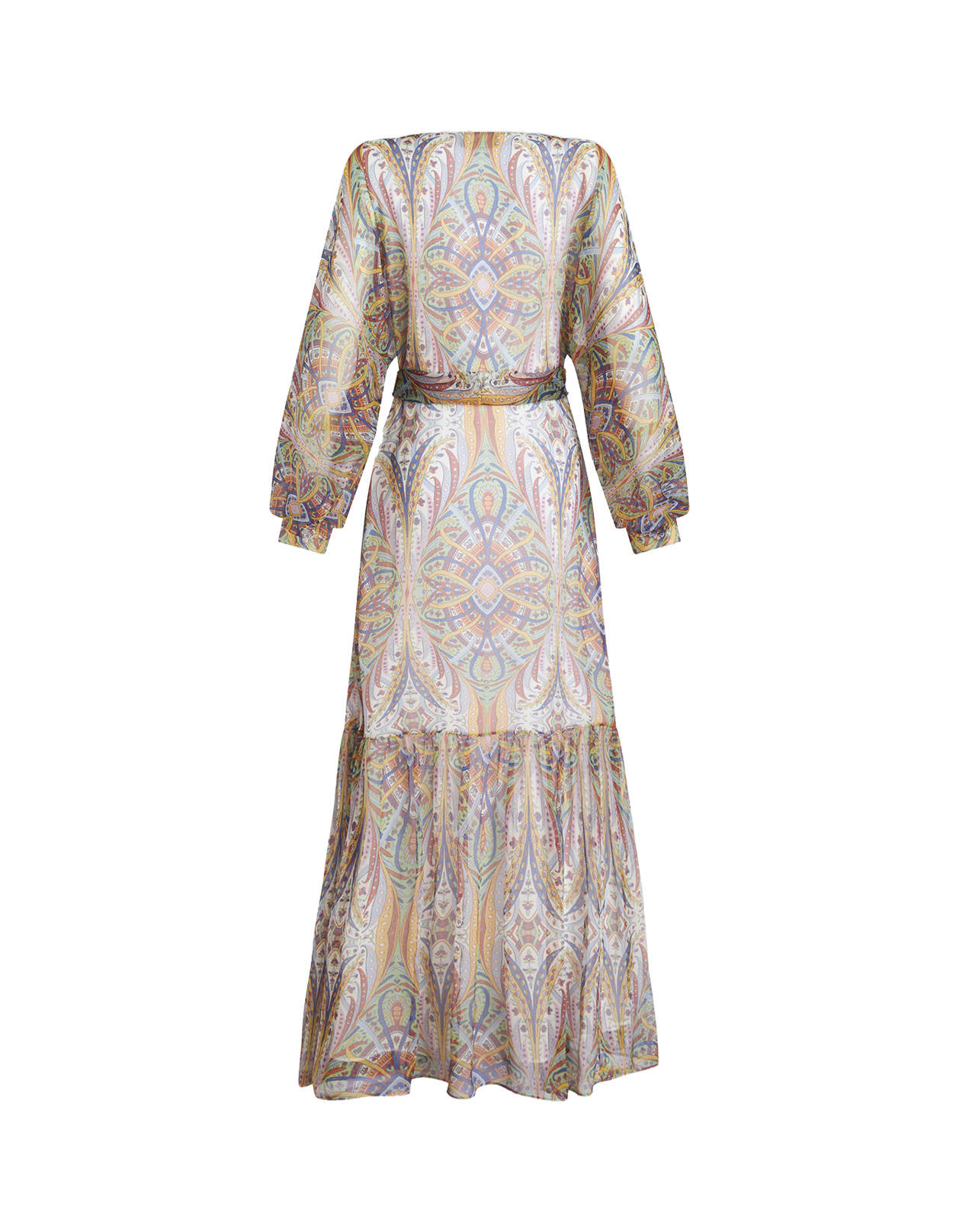 Shop Etro Long Dress With Spring Bouquet Print In Multicolour