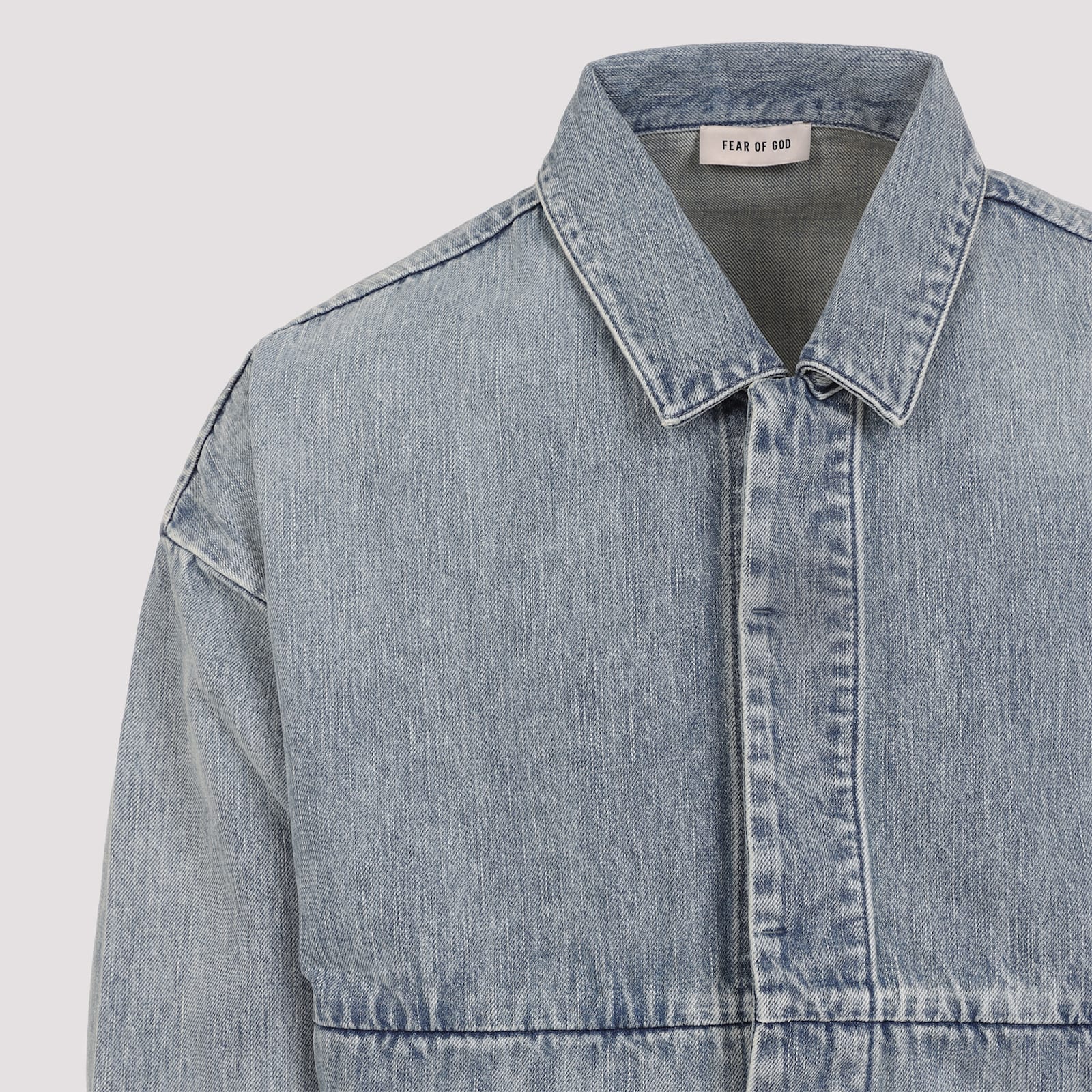 Fear Of God Denim Trucker Casual Jackets And Parka Blue In Medium Indigo