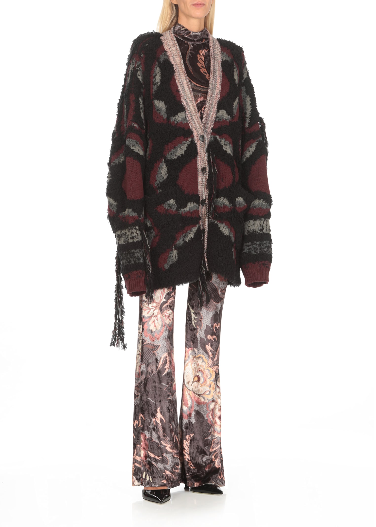 Shop Etro Wool Cardigan In Multicolour