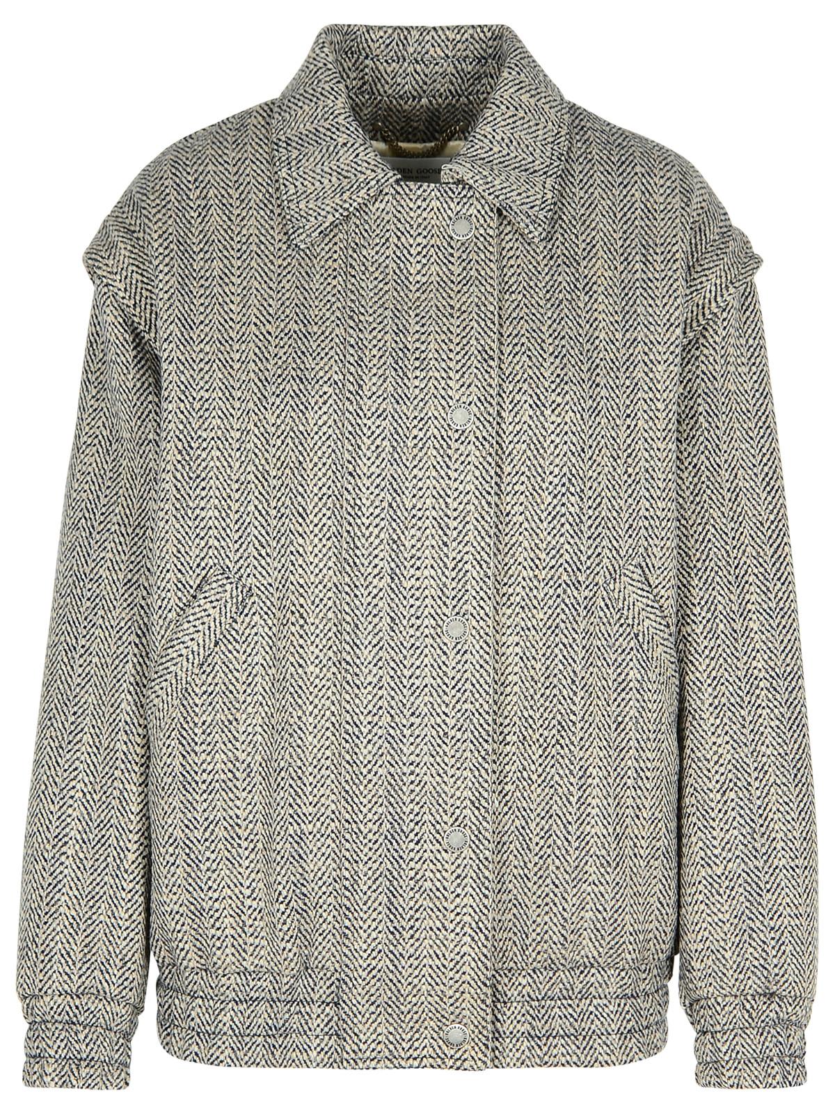 Shop Golden Goose Grey Wool Blend Bomber Jacket