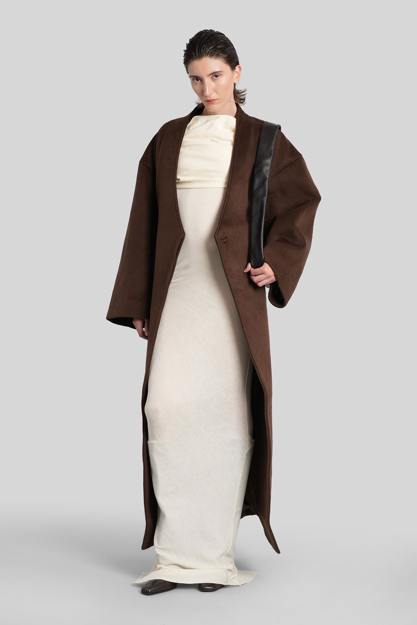 Entire Studios Cavalier Dress In Beige Wool In White