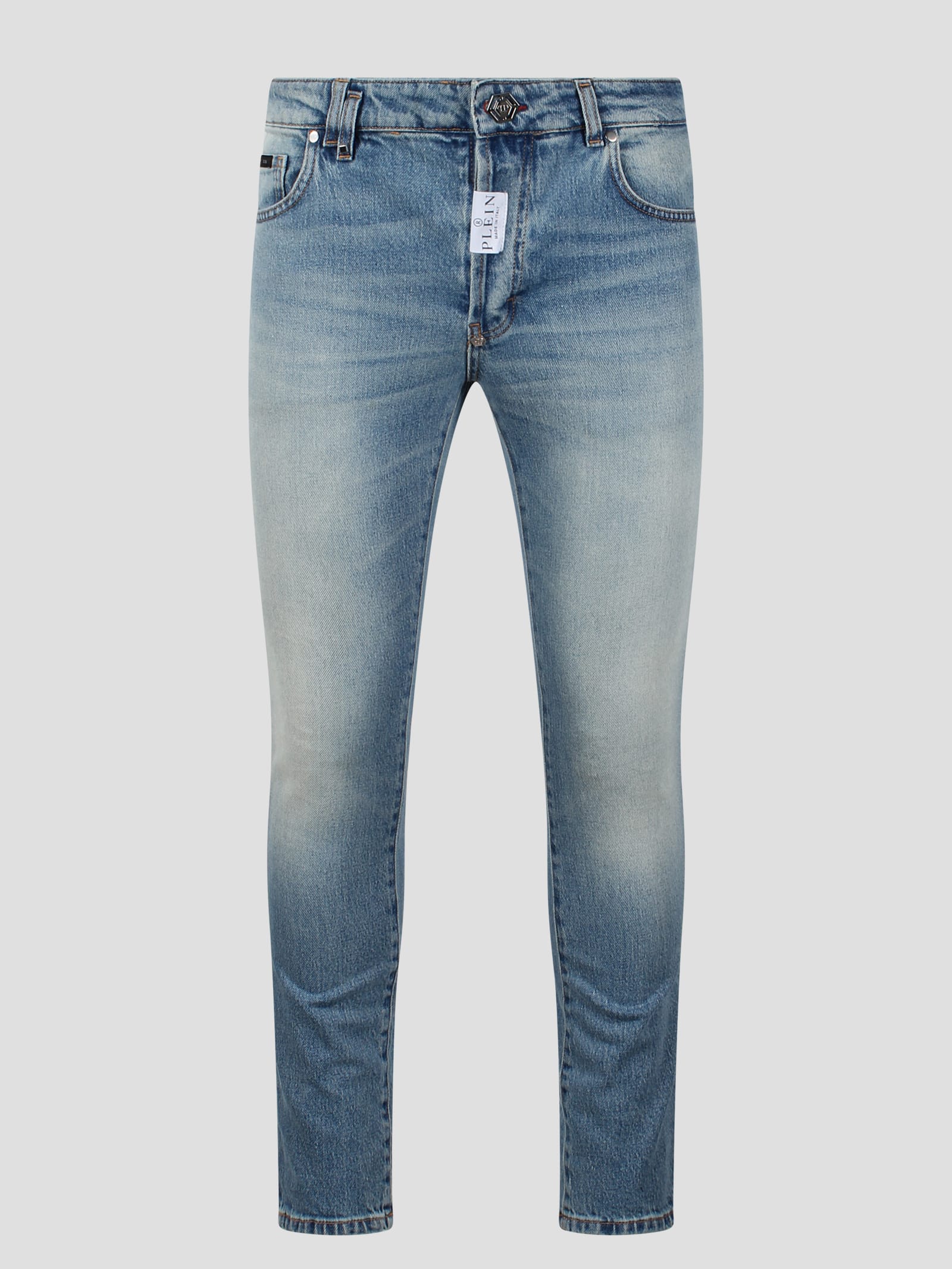 Shop Philipp Plein Skinny Fit Denim Trousers In Blue