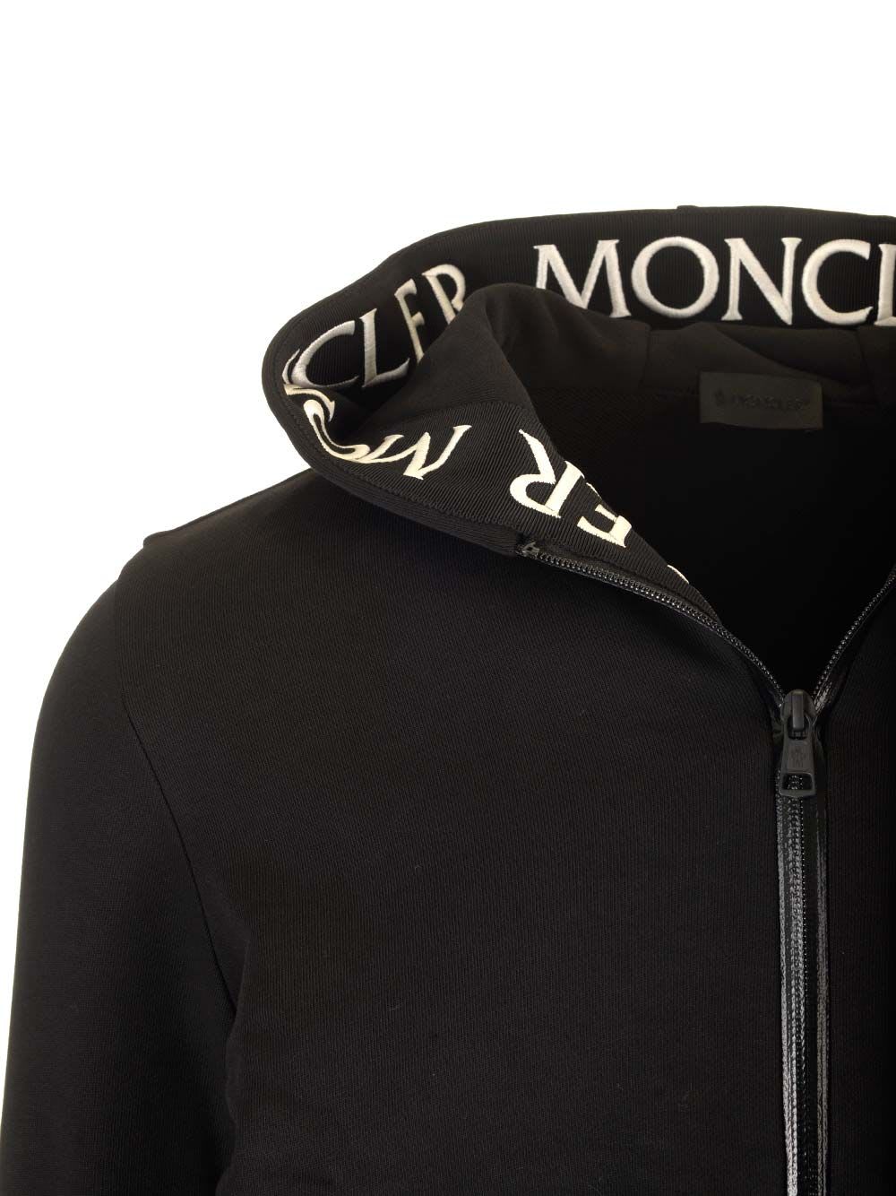 Shop Moncler Zip-up Hoodie With Logo In Black