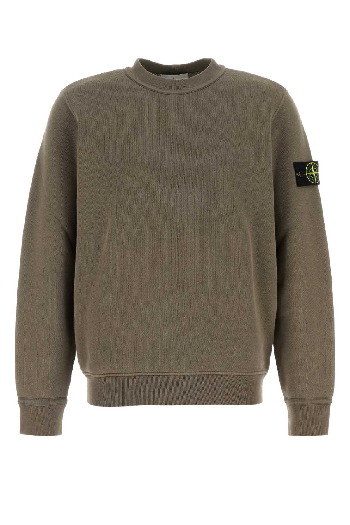 Shop Stone Island Army Green Cotton Sweatshirt In Walnat