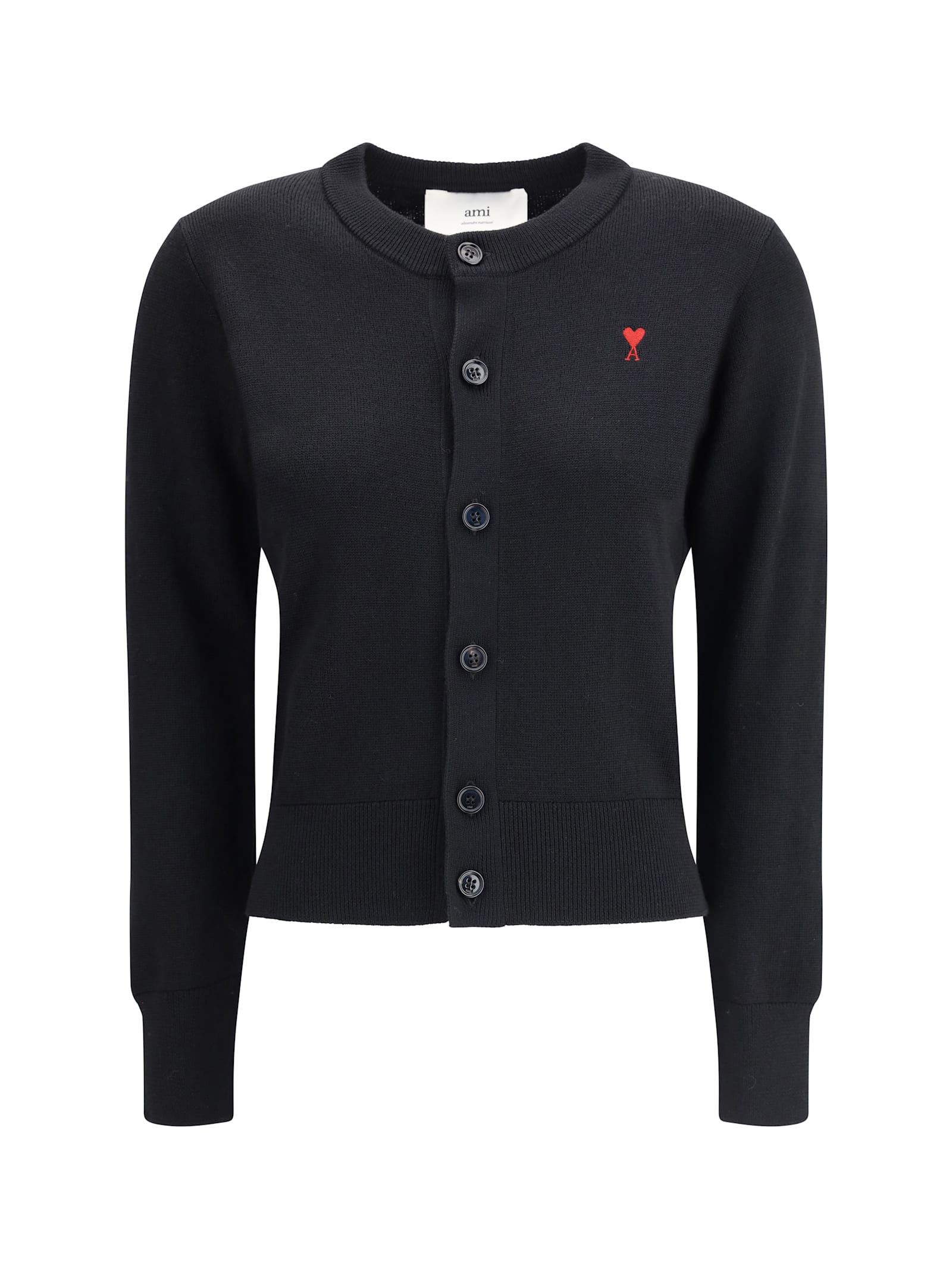 Ami Alexandre Mattiussi Wool Merinos Ami De Coeur Cardigan Knitwear Black In Black