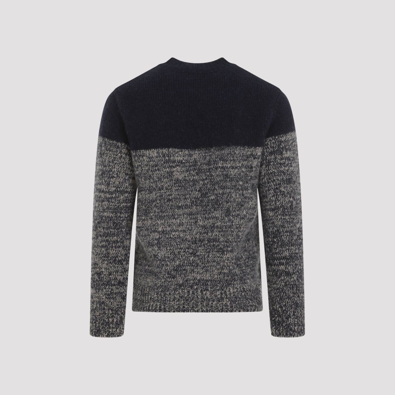 Dries Van Noten Colour-block Merino-wool Jumper In Navy