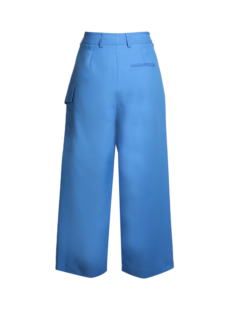 Shop Stella Mccartney Cropped Cotton Trousers In Cornflower Blue