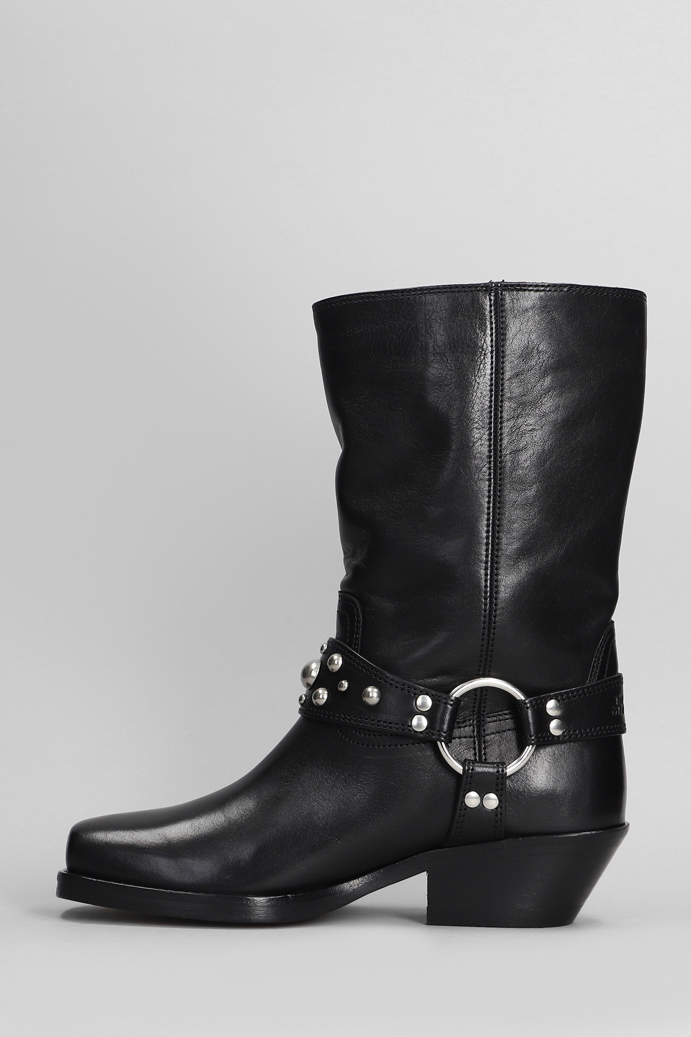 Shop Isabel Marant Antya Low Heels Ankle Boots In Black Leather