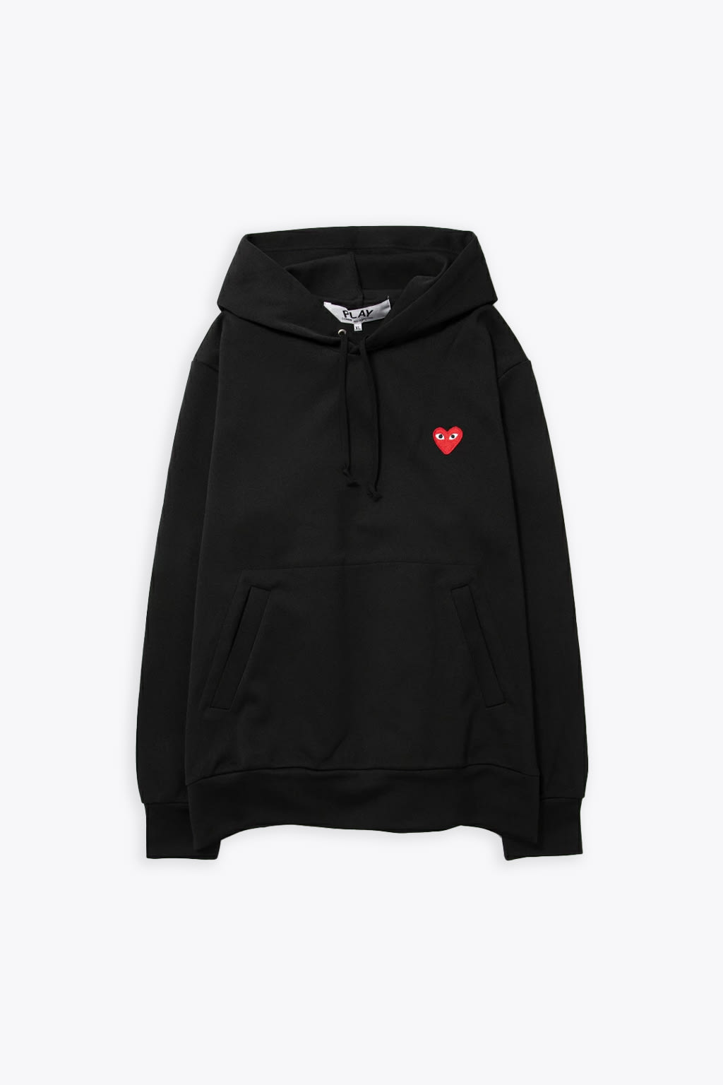 Comme des Garçons Play Mens Sweatshirt Knit Black hoodie with heart patch at chest