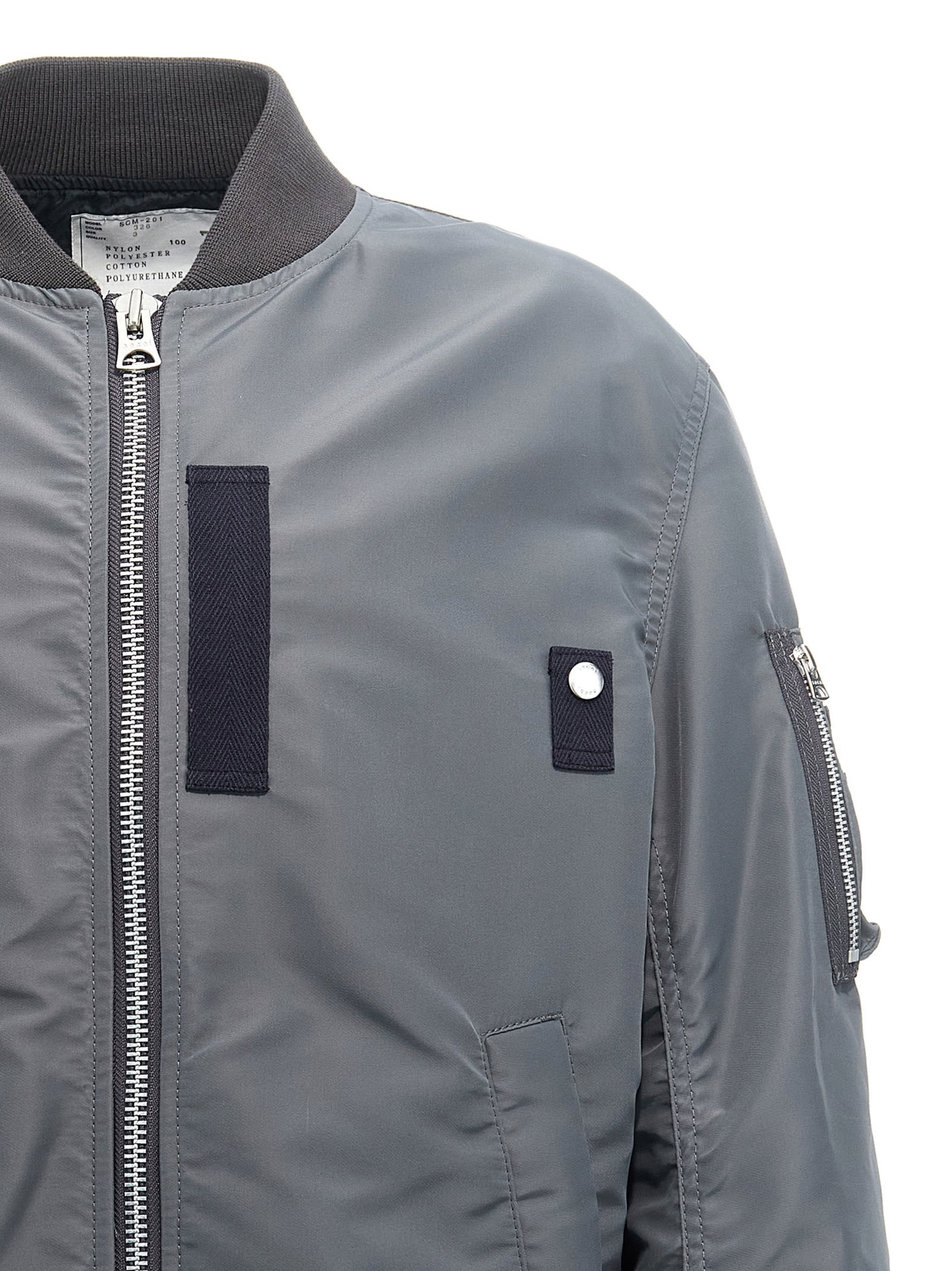 Shop Sacai Nylon Bomber Jacket In Gray