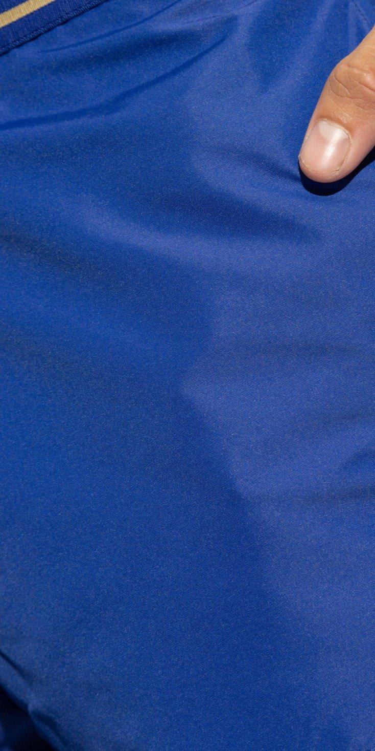 Versace Blue Swim Shorts With Elastic Waist With Greca Motif In Tech Fabric Man In Blue