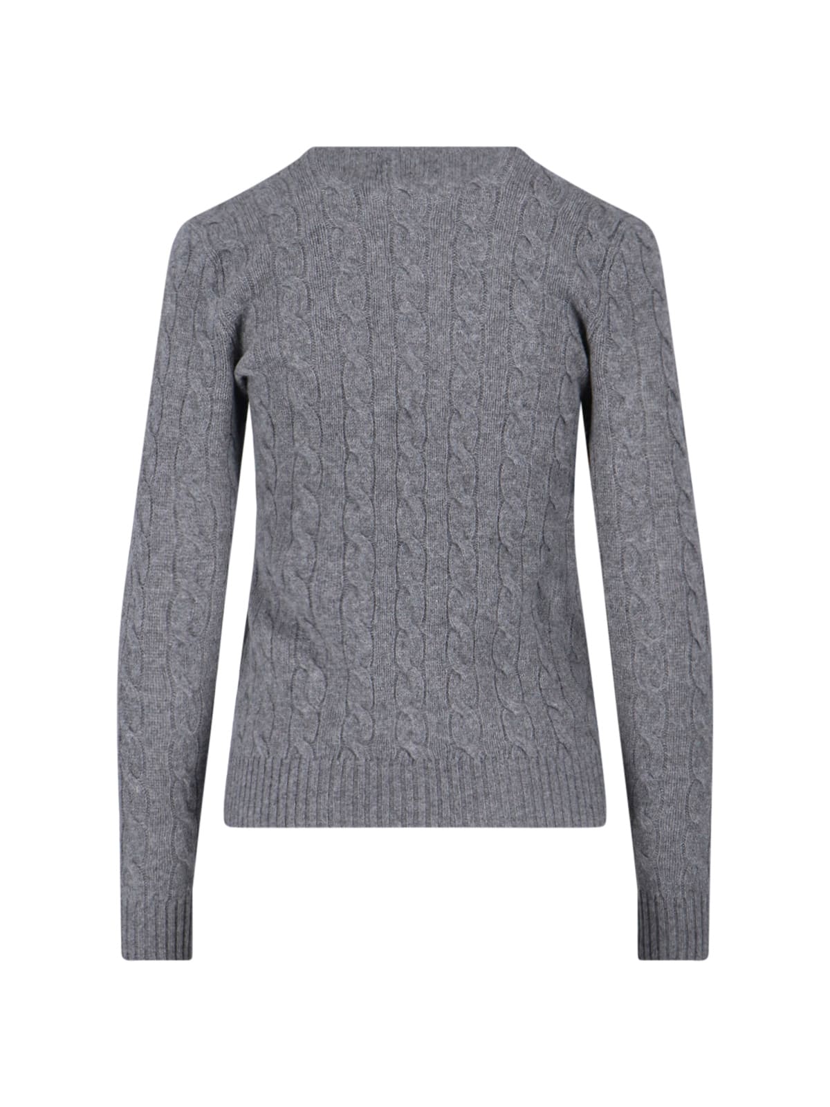 Polo Ralph Lauren Logo Braided Sweater In Gray