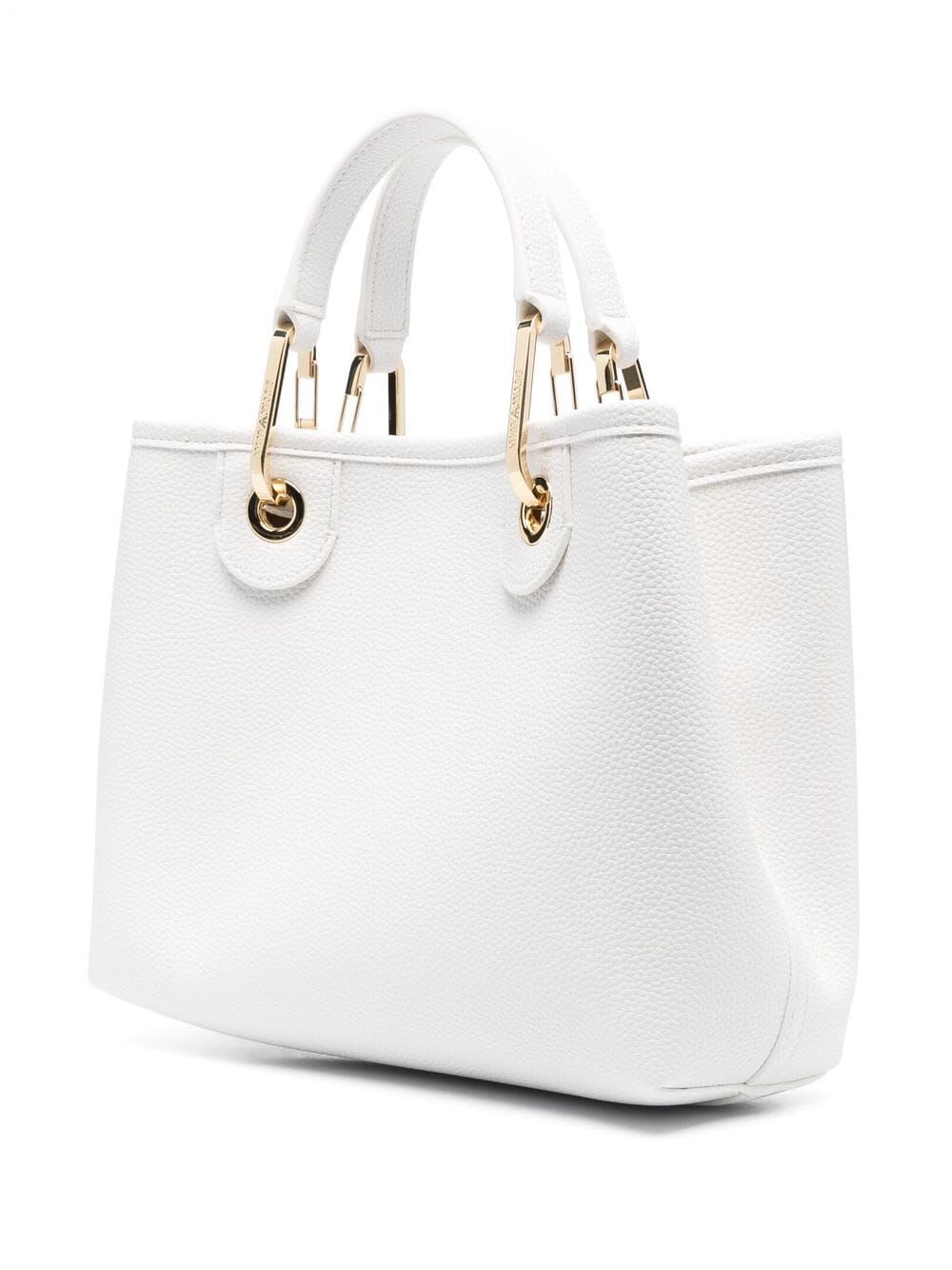 Shop Emporio Armani Shopping Bag In White Suede