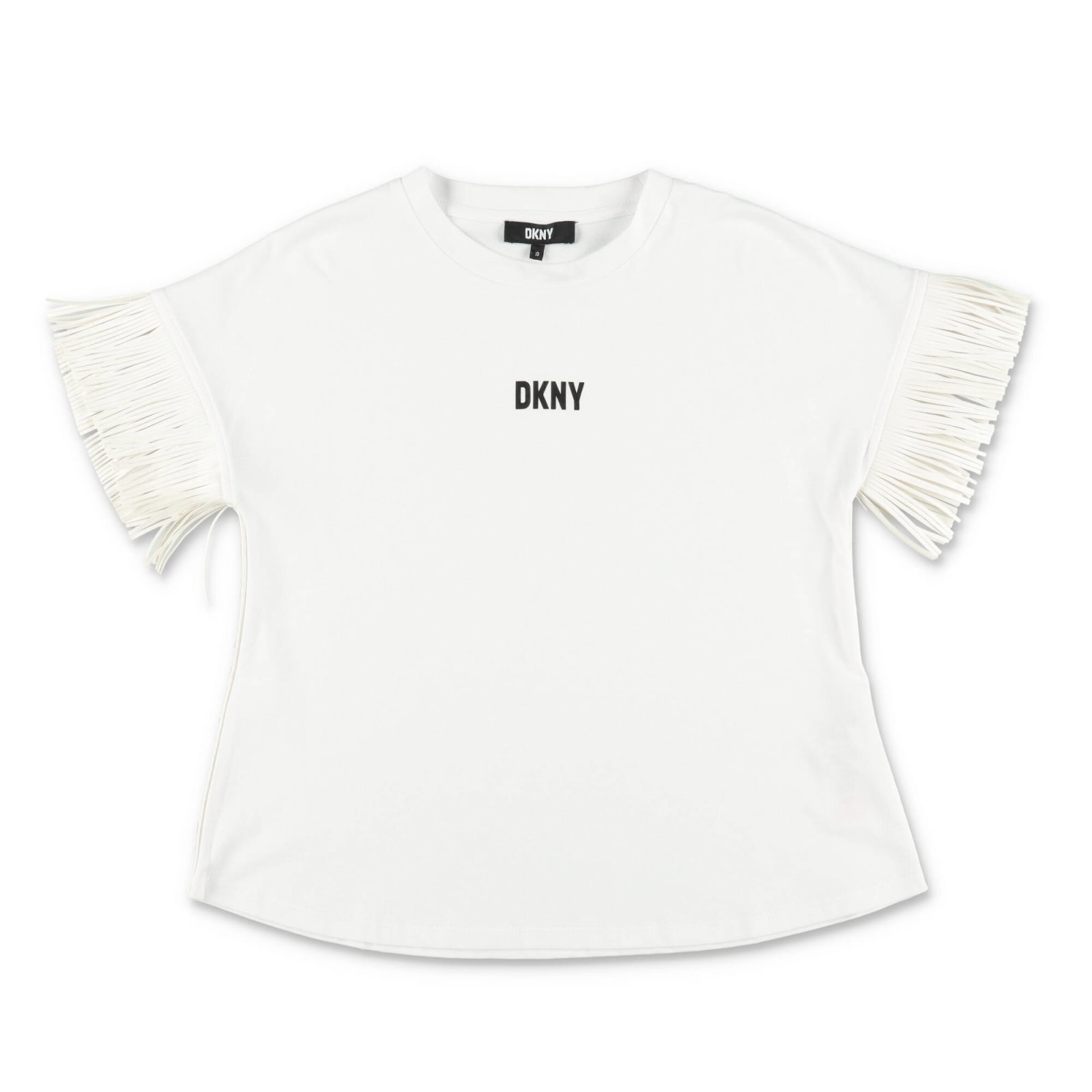 Dkny T-shirt Bianca In Jersey Di Cotone Bambina