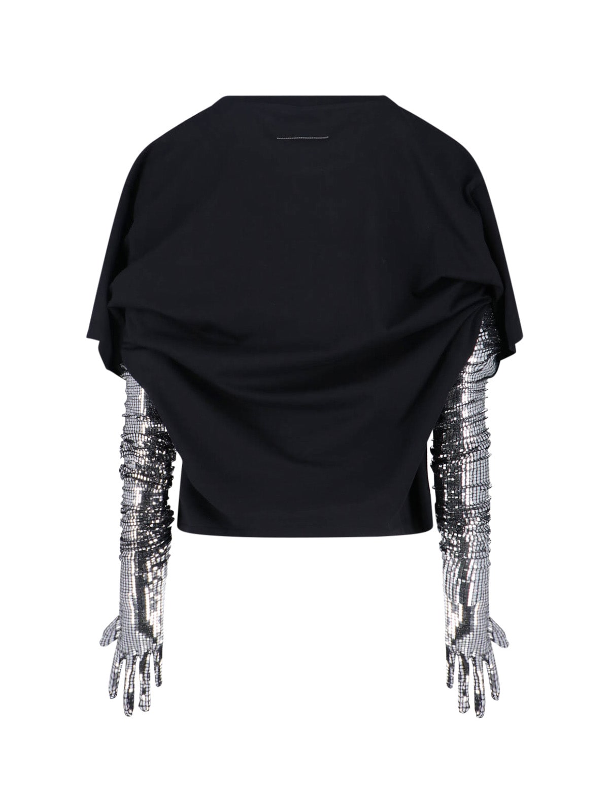 Mm6 Maison Margiela Black Cotton T-shirt With Gloves In Black