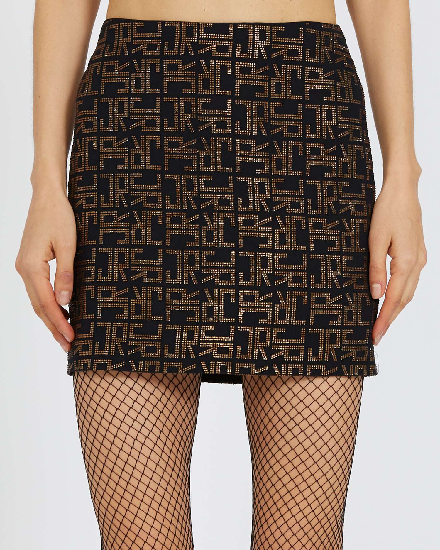 Shop John Richmond Short Skirt With Pattern In Nero