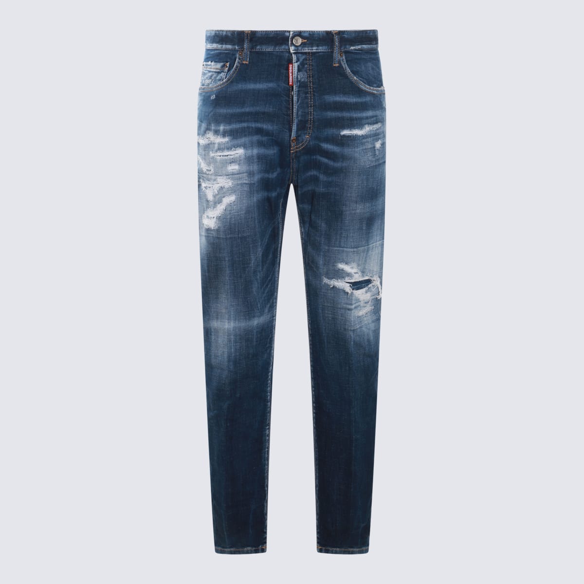 Shop Dsquared2 Dark Blue Cotton Denim Jeans In Navy Blue