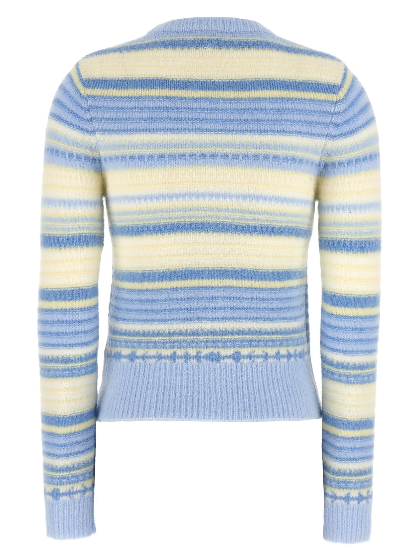 Shop Ganni Striped Cardigan In Light Blue