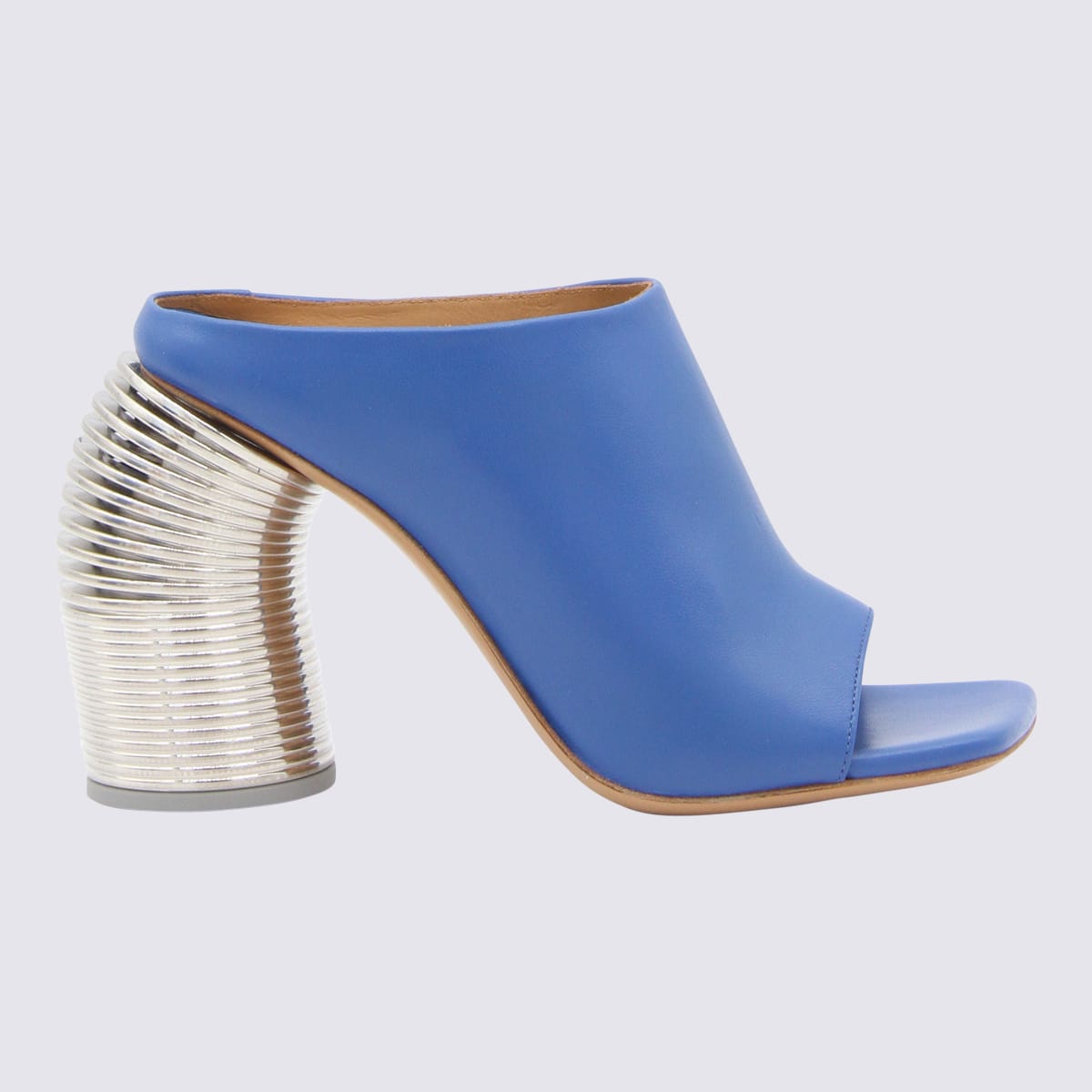 Shop Off-white Blue And Silver-tone Leather Sandals