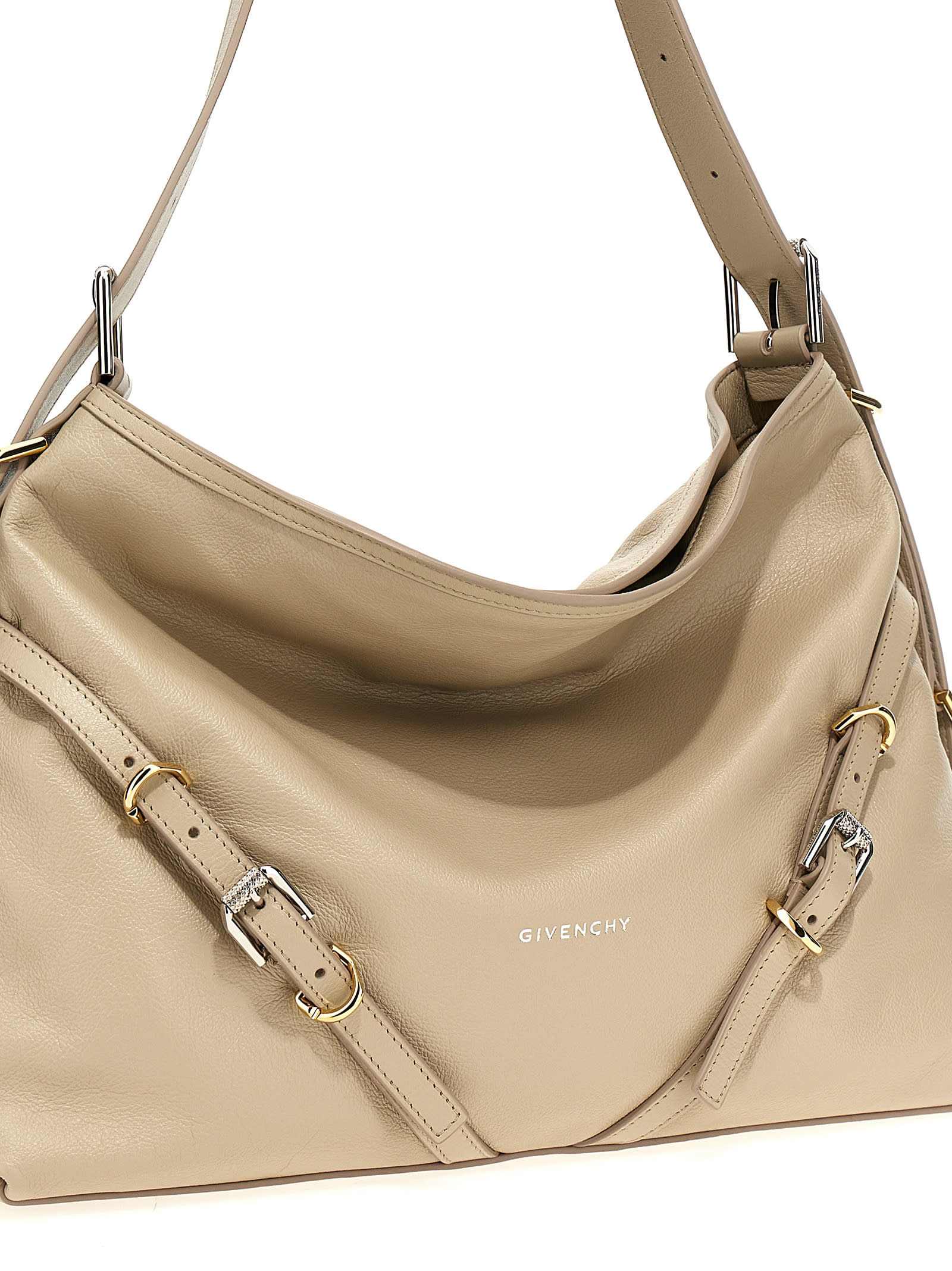 Shop Givenchy Voyou Midi Shoulder Bag In Beige