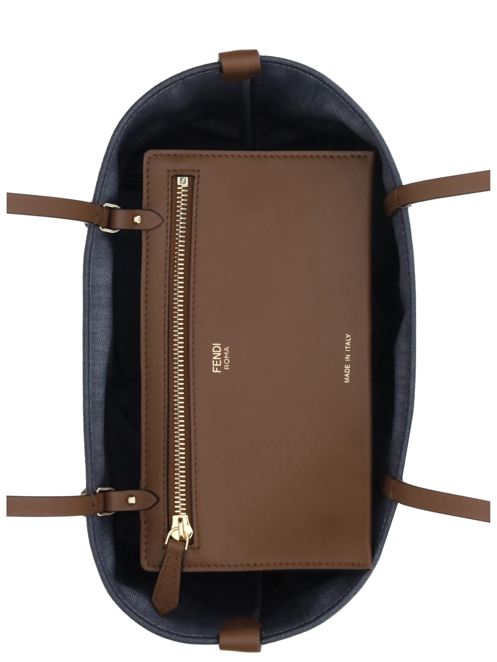 Fendi Small Roll Reversible Tote Bag In Gray