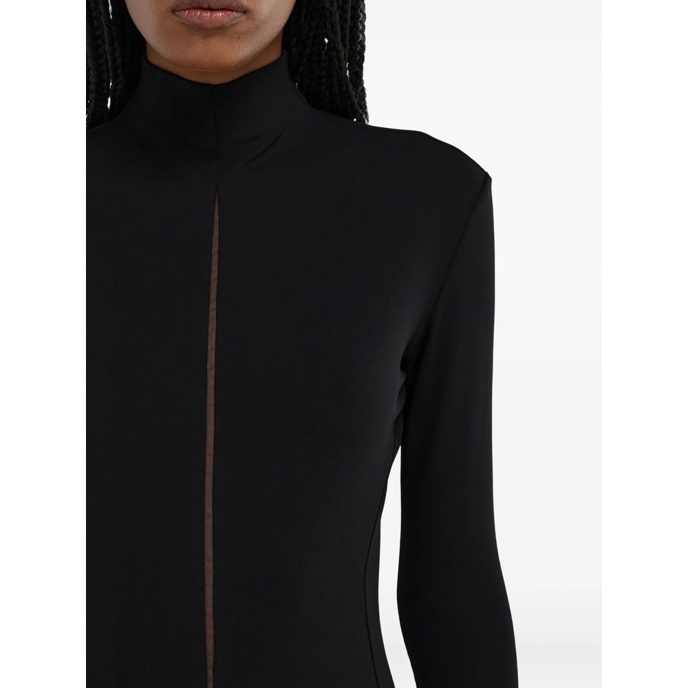 Ferragamo High-neck Mini Dress In Black